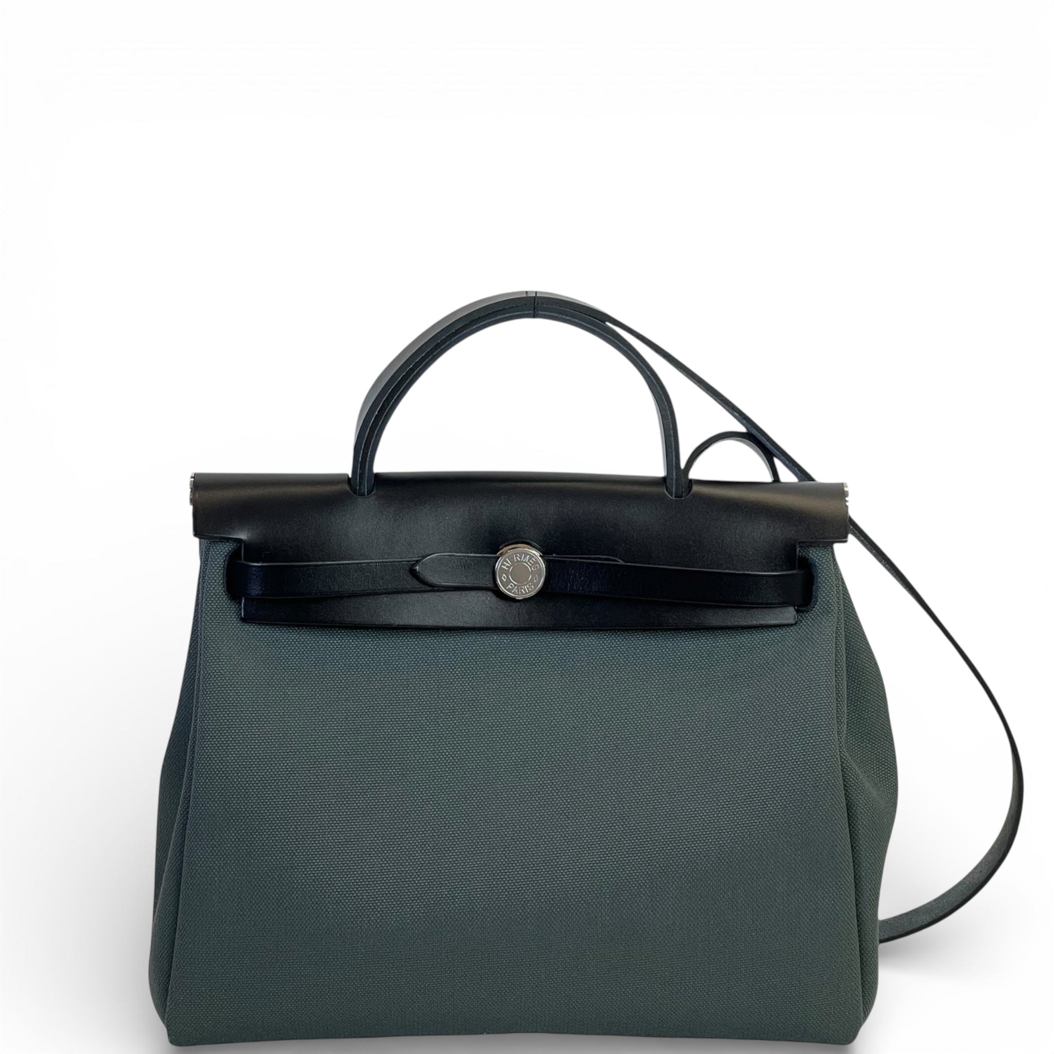 Hermès Herbag Zip 31 Travel Bag Black Militaire Canvas
