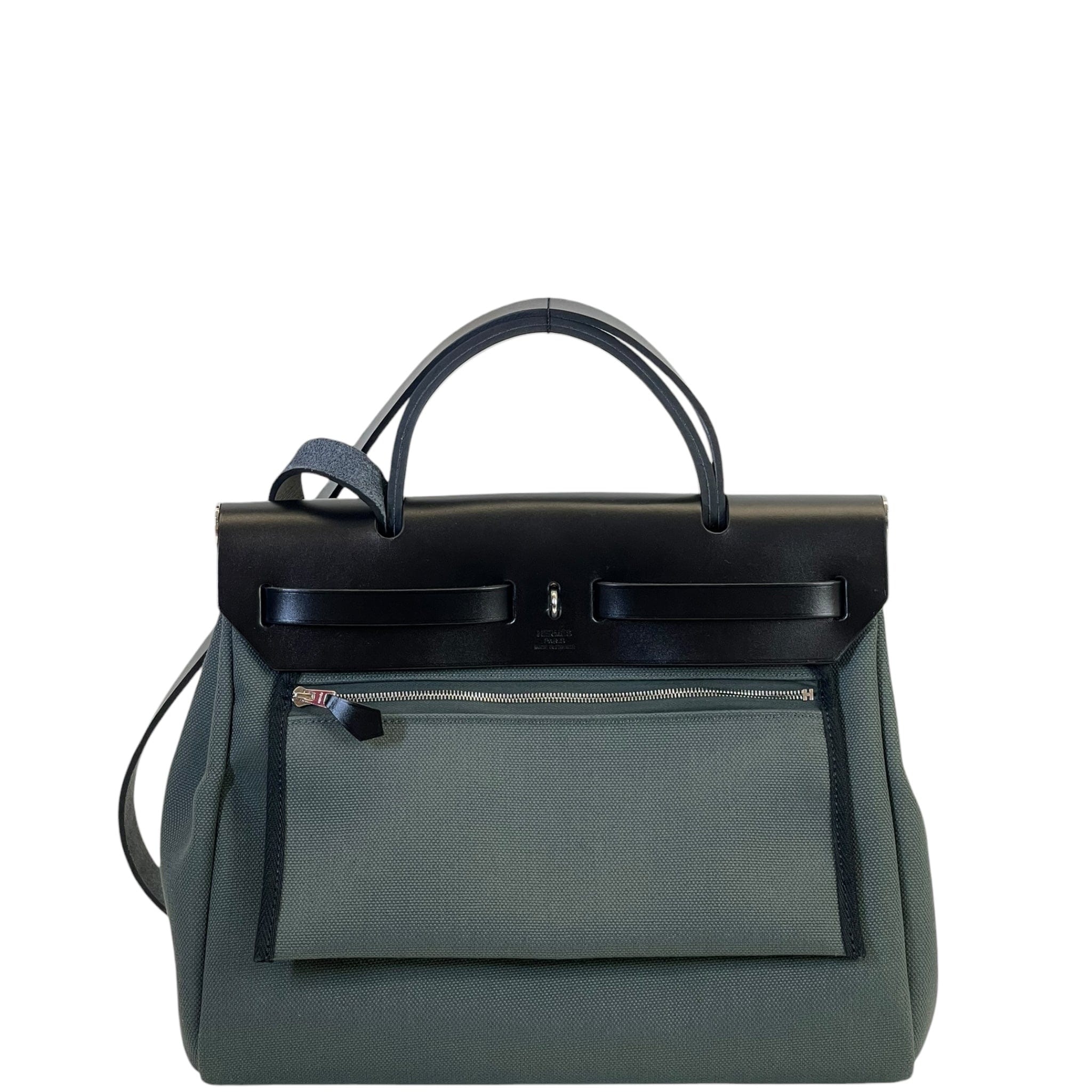 Hermès Herbag Zip 31 Travel Bag Black Militaire Canvas