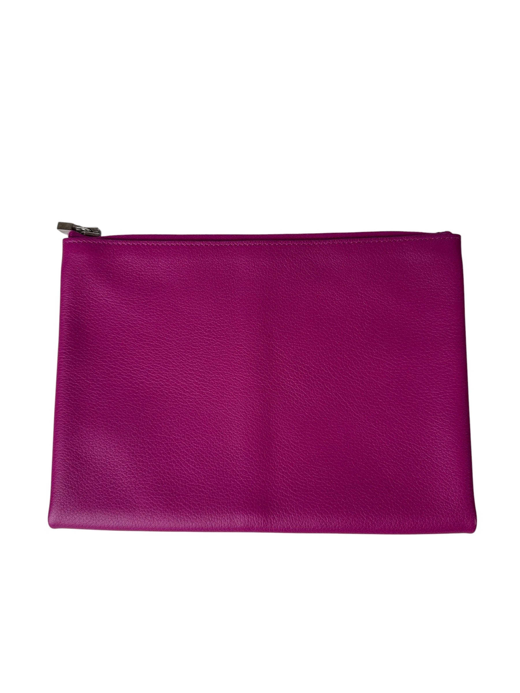 Hermes Rose Pourpre Verso Zip Pouch/Clutch in Evercolor