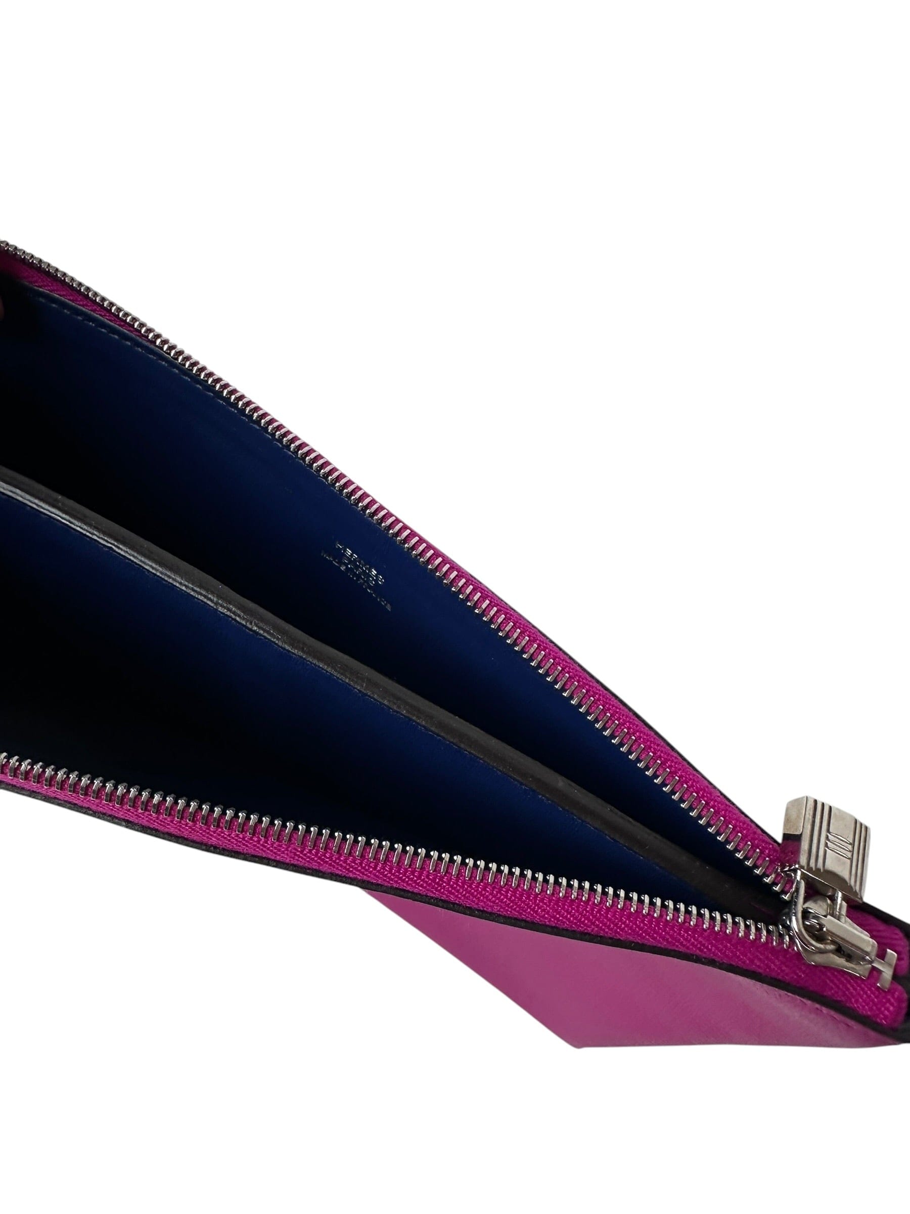 Hermes Rose Pourpre Verso Zip Pouch/Clutch in Evercolor