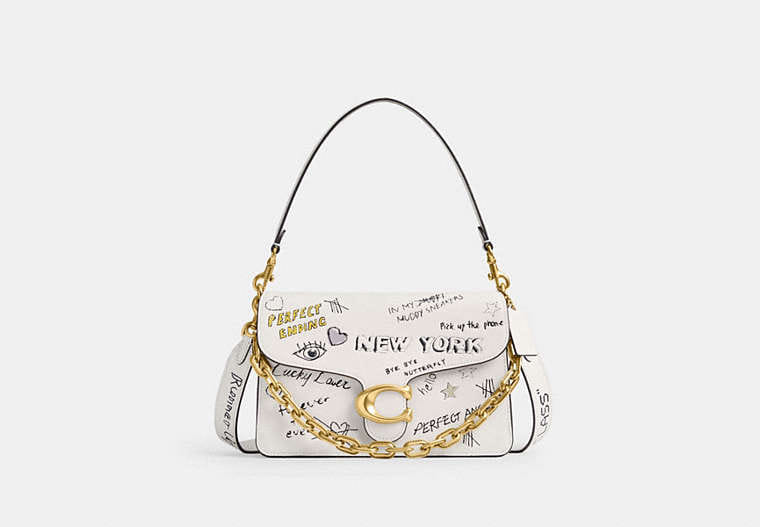 Coach Chain Tabby Shoulder Bag With Sketch Print
