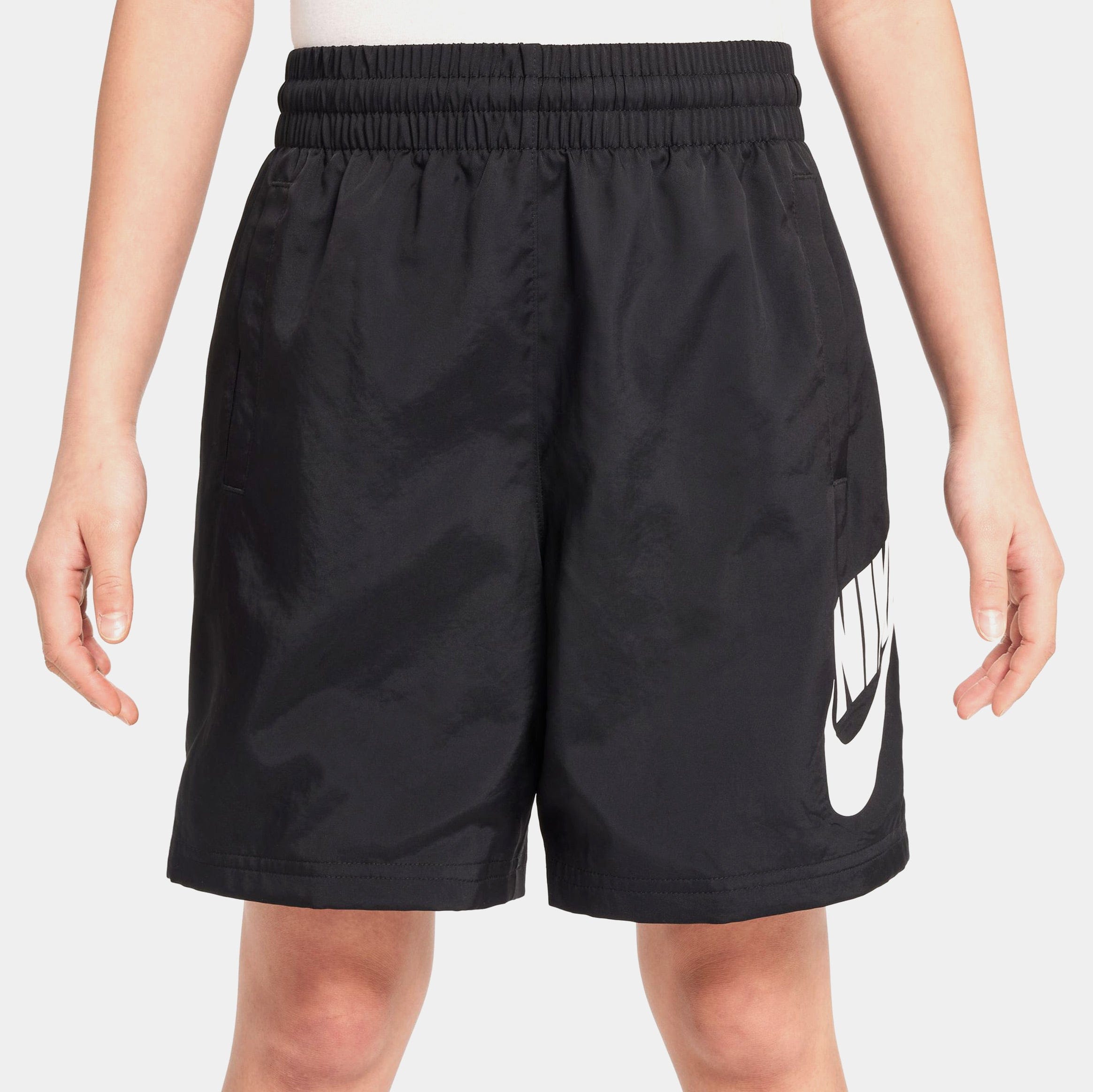 Nike NSW Club 6" Woven Grade School Shorts (Black/White)