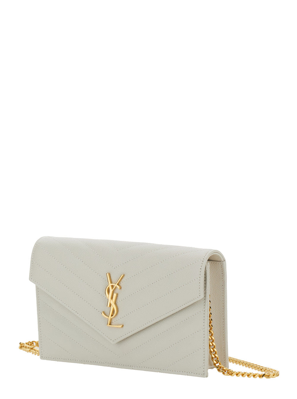 Saint Laurent Women Crossbody Bag Louise With Cassandre Plaque On The Front In White Leather For Women