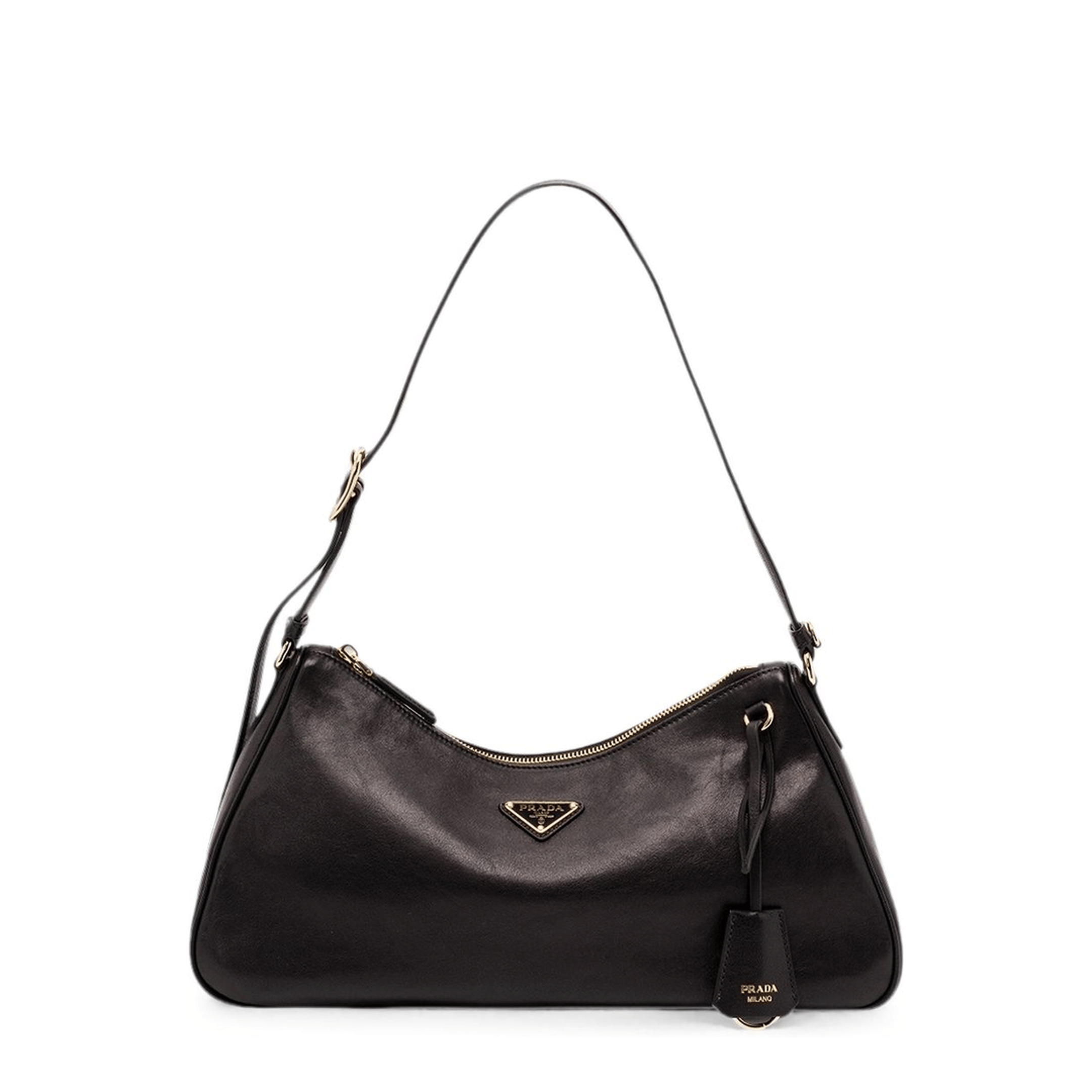 Prada Arqué Small Calfskin Shoulder Bag - Black