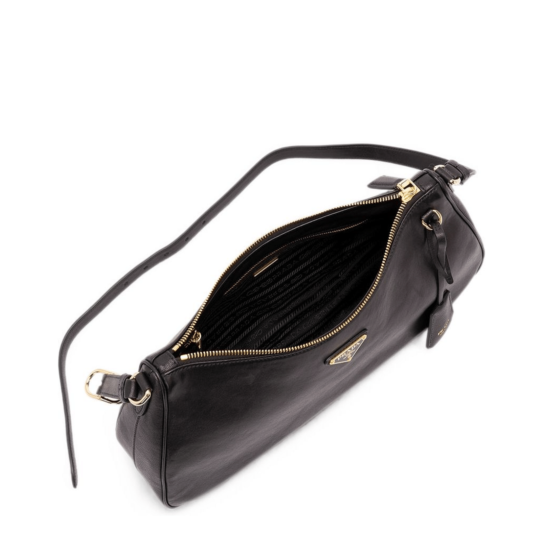 Prada Arqué Small Calfskin Shoulder Bag - Black