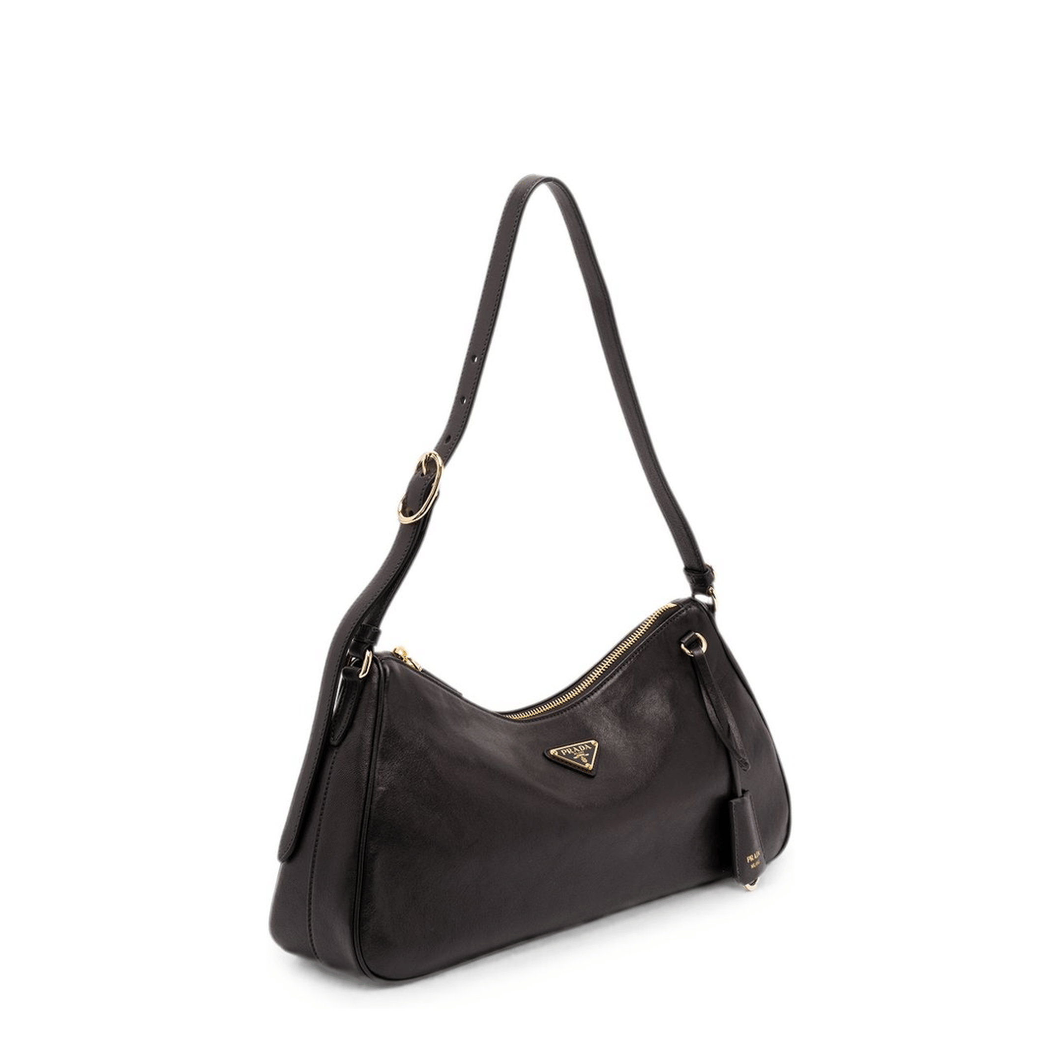 Prada Arqué Small Calfskin Shoulder Bag - Black