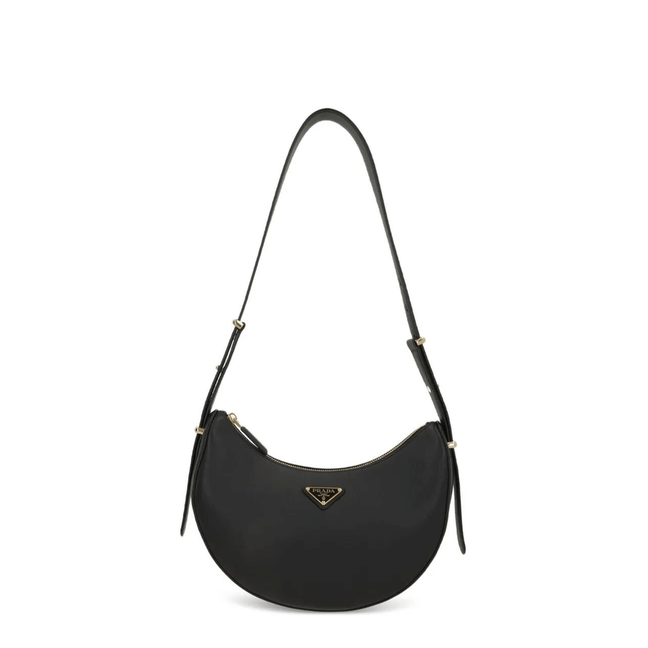 Prada Arqué Calf Leather Shoulder Bag - Black