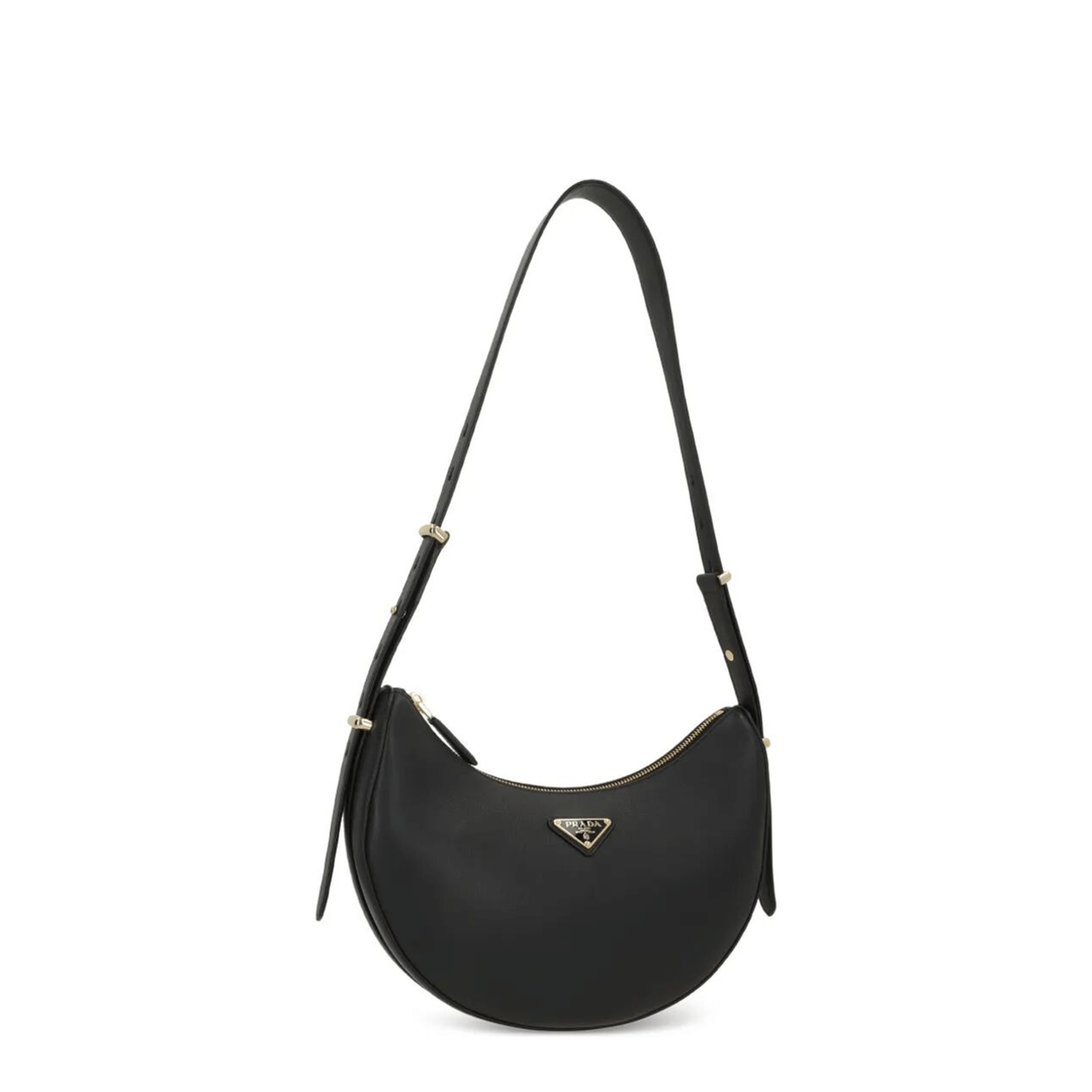 Prada Arqué Calf Leather Shoulder Bag - Black