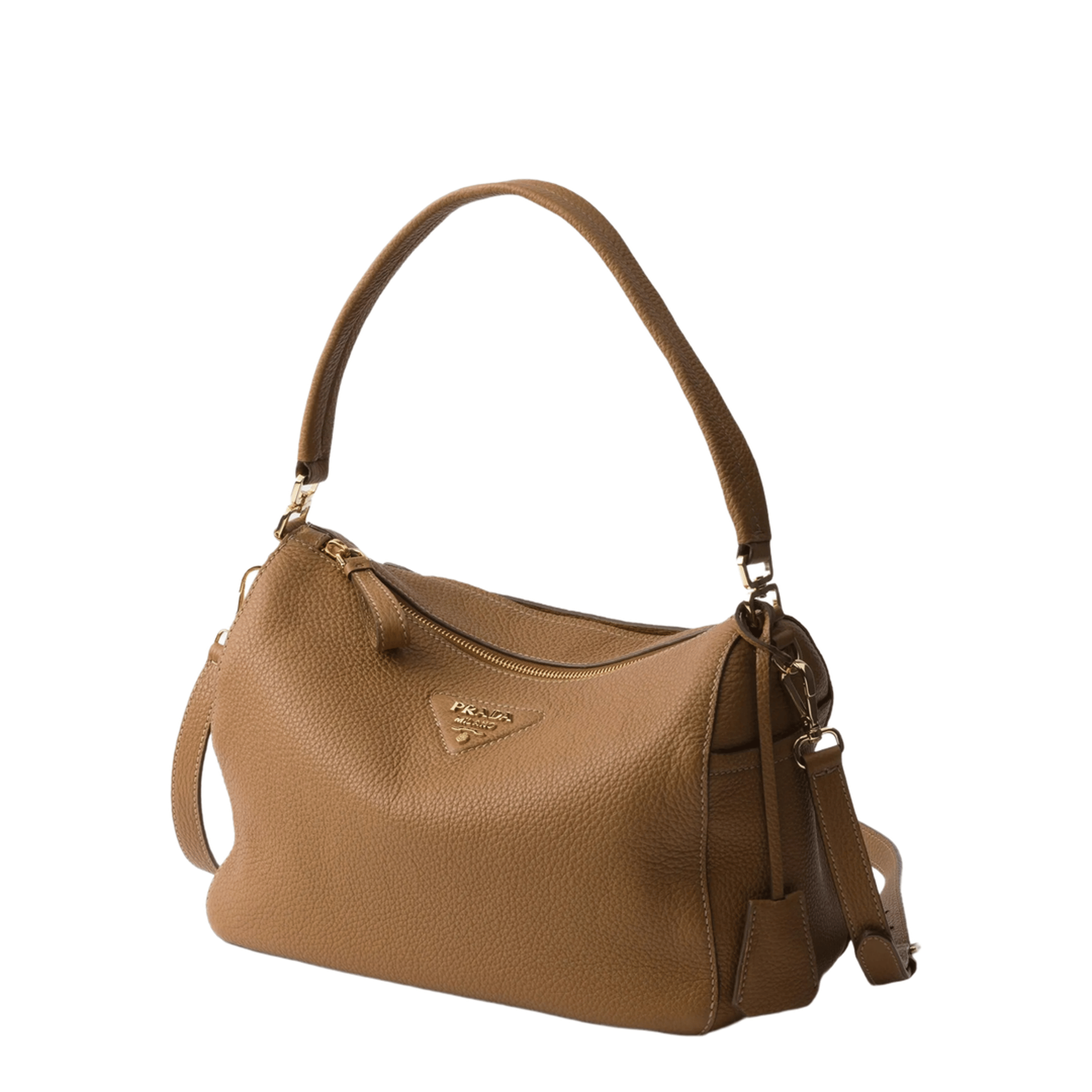 Prada Medium Calfskin Shoulder Bag - Caramel