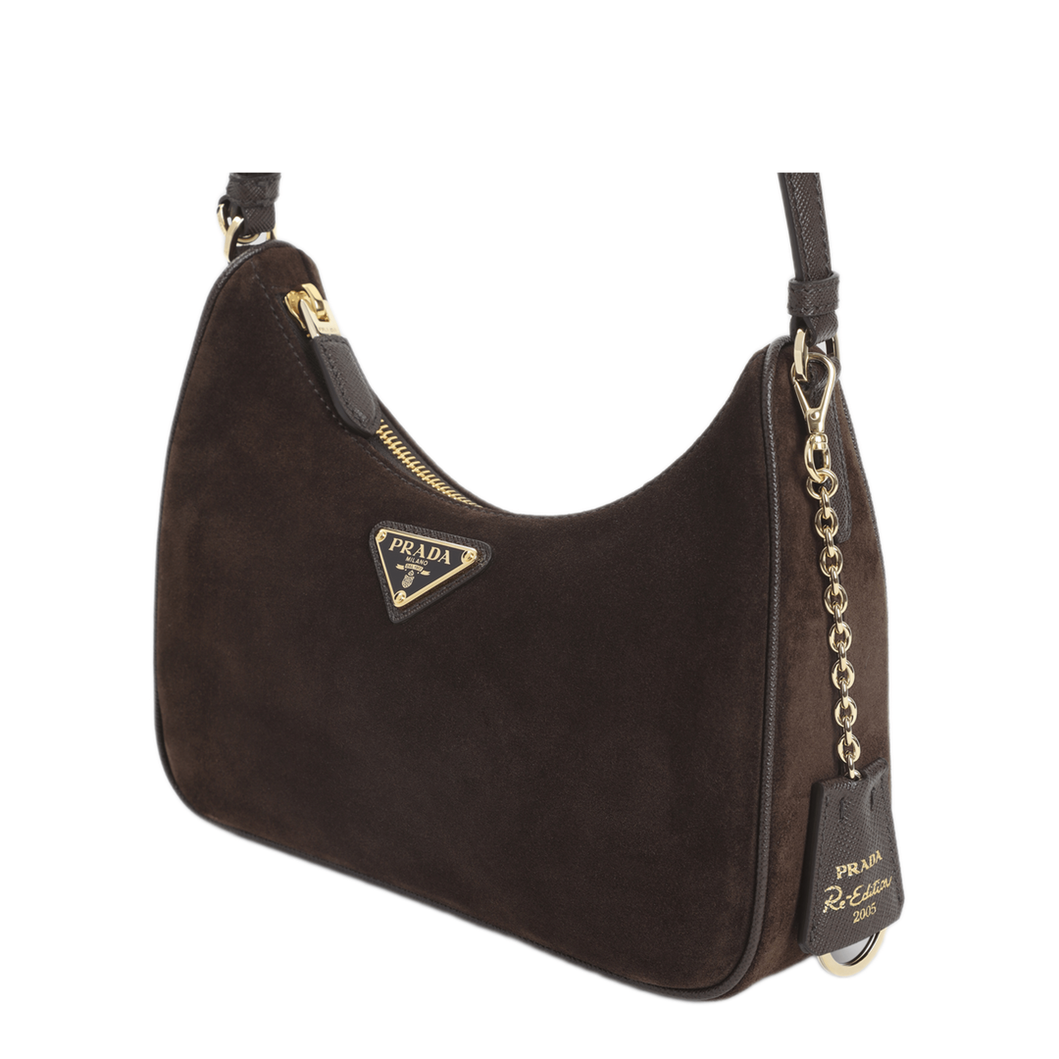 Prada Re - Edition Mini Calf Suede Shoulder Bag - Dark Brown
