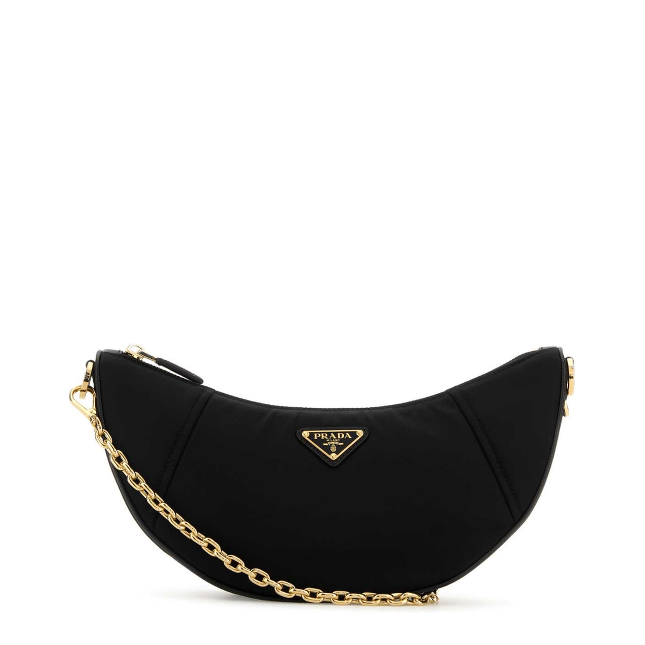 Prada Demi Lune Medium Tessuto Saffiano Shoulder Bag - Brown