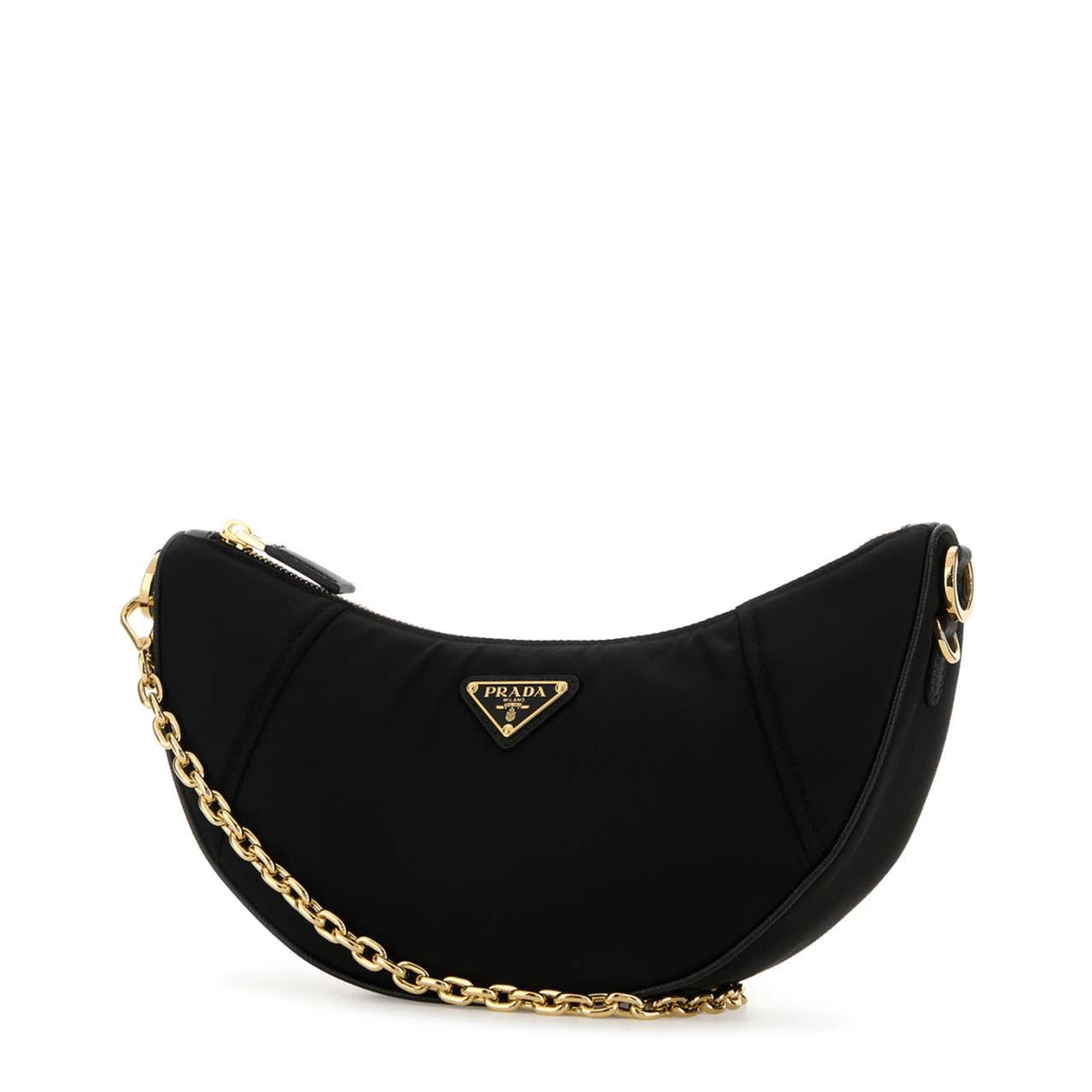 Prada Demi Lune Medium Tessuto Saffiano Shoulder Bag - Brown