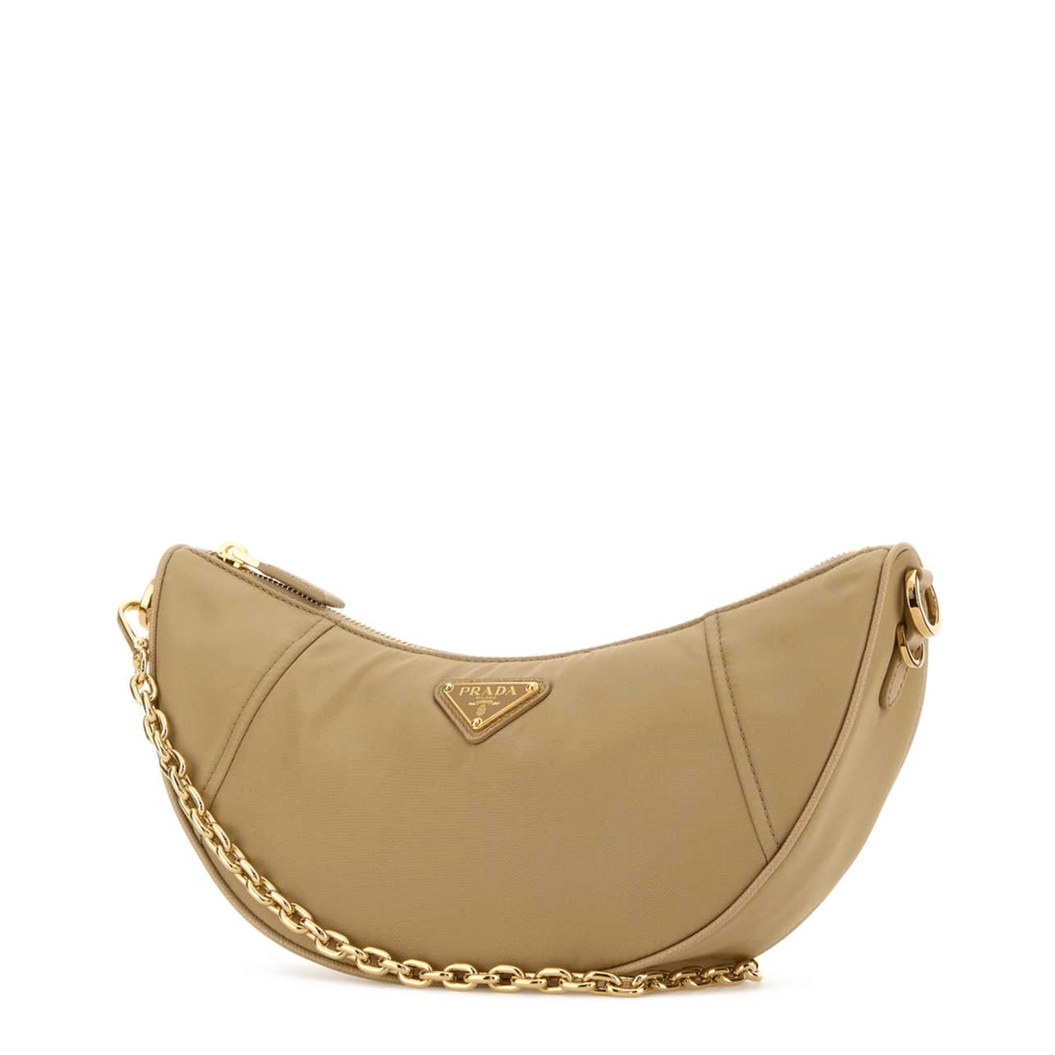 Prada Demi - lune Re - Nylon Shoulder Bag - Brandy
