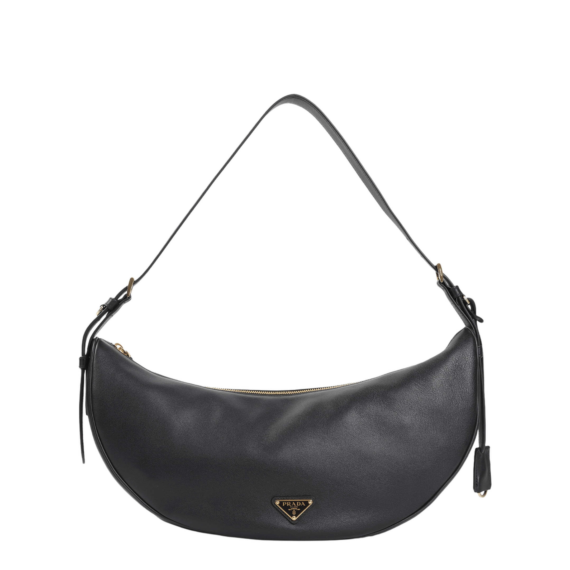 Prada Demi - Lune Large Calfskin Shoulder Bag - Nero