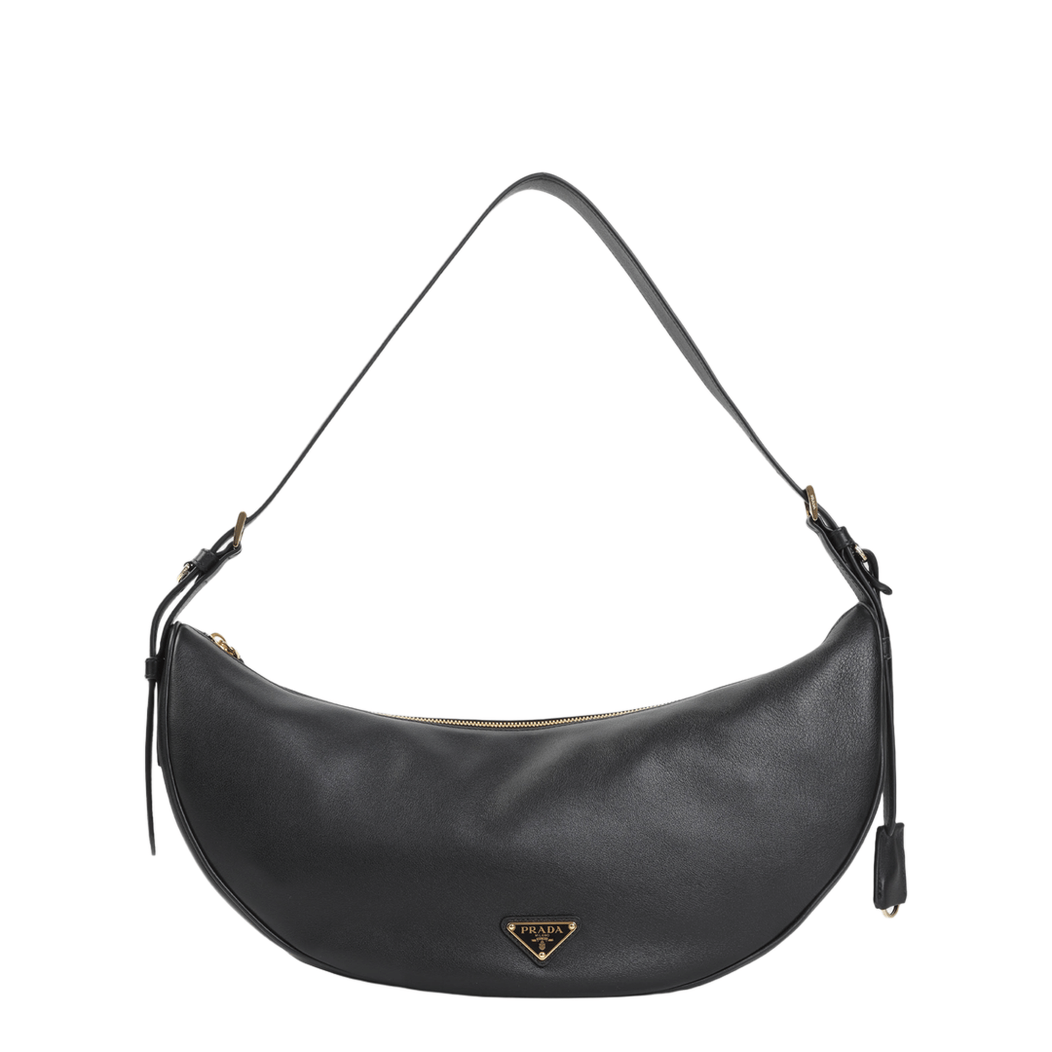 Prada Demi - Lune Large Calfskin Shoulder Bag - Nero