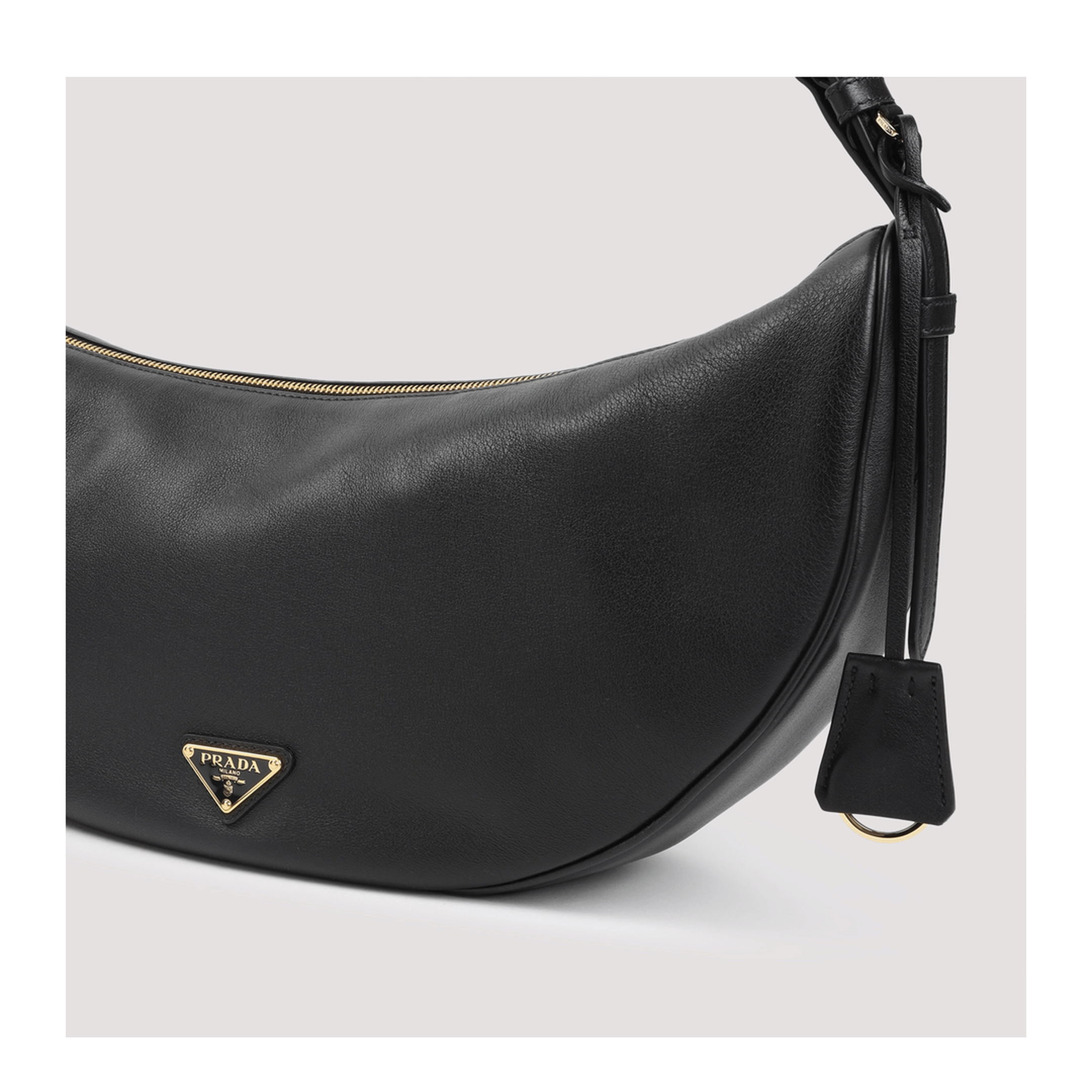 Prada Demi - Lune Large Calfskin Shoulder Bag - Nero