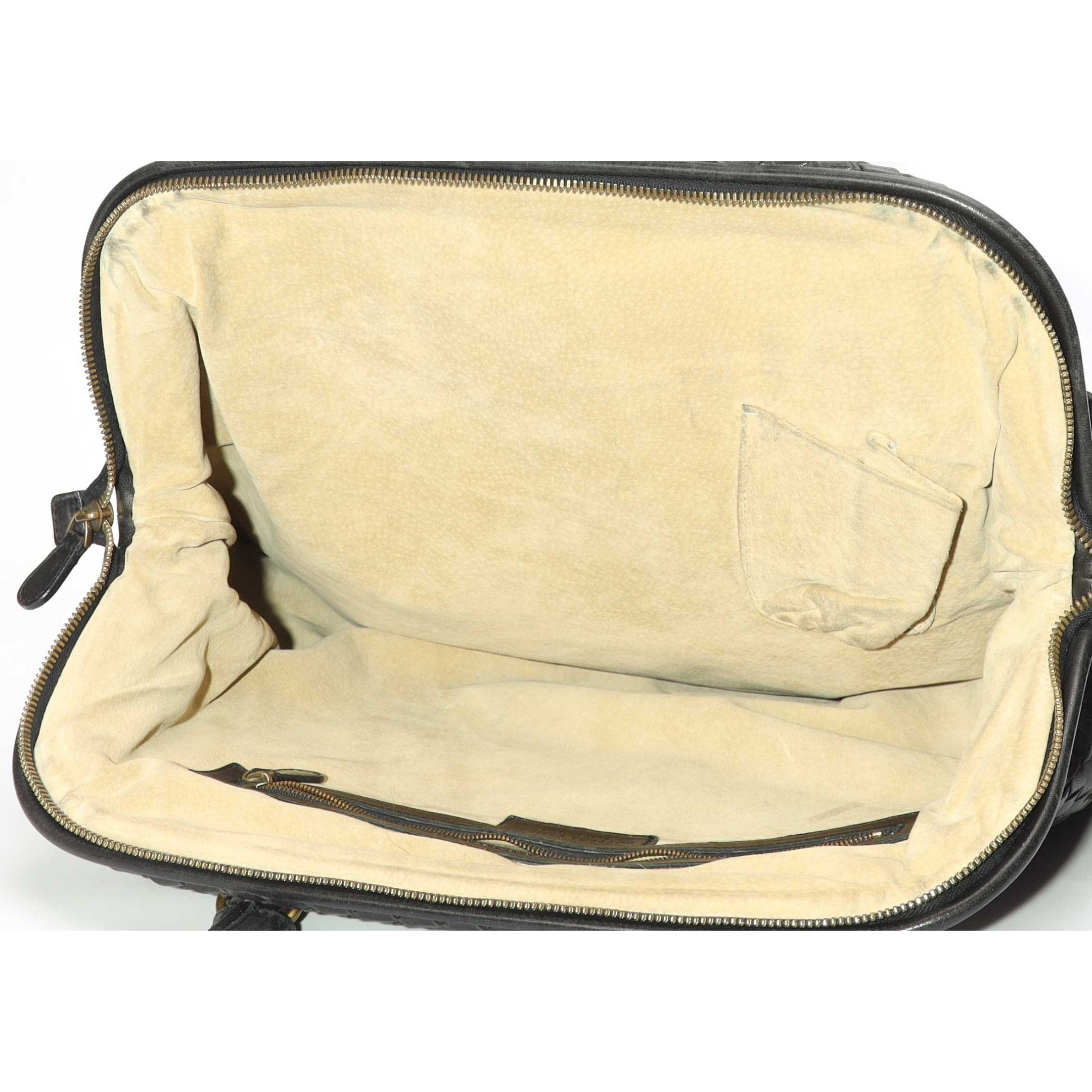 Bottega Veneta Intrecciato Woven Frame Top Black Tote