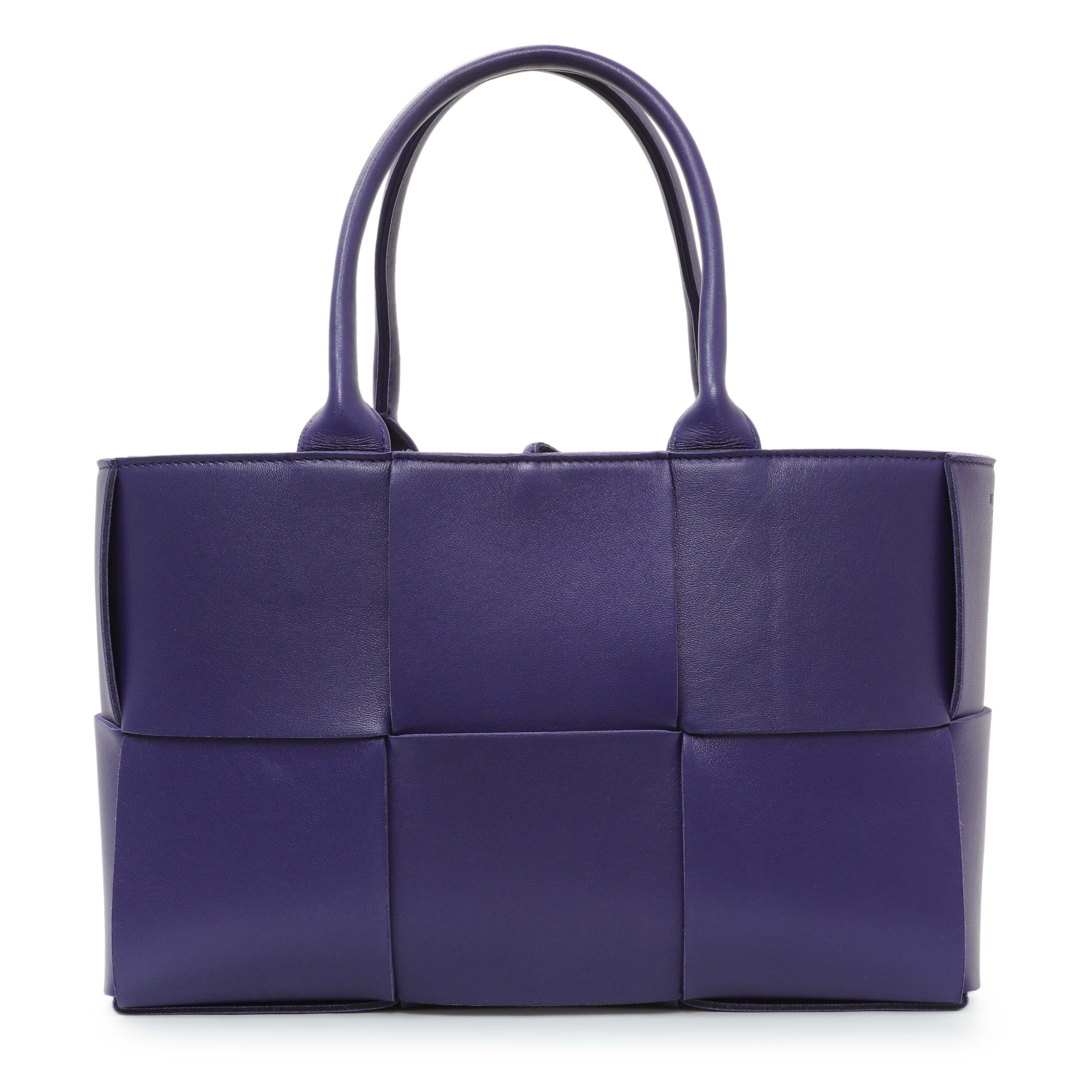 Bottega Veneta Purple Calfskin Maxi Intrecciato Small Arco Tote