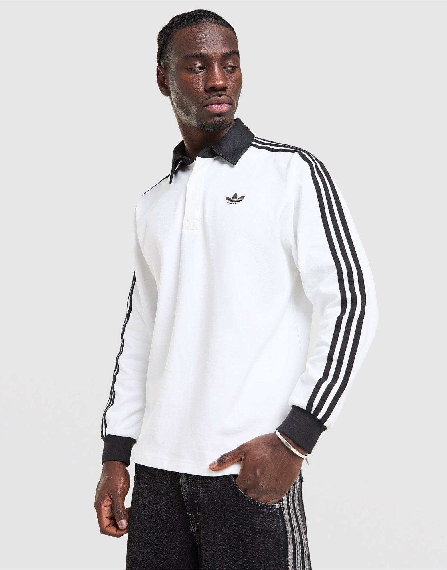 adidas 3 - Stripes Rugby Long Sleeve Polo Shirt