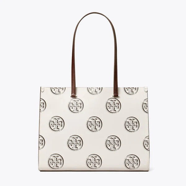 Tory Burch T Monogram Contrast Embossed Tote Chocolate