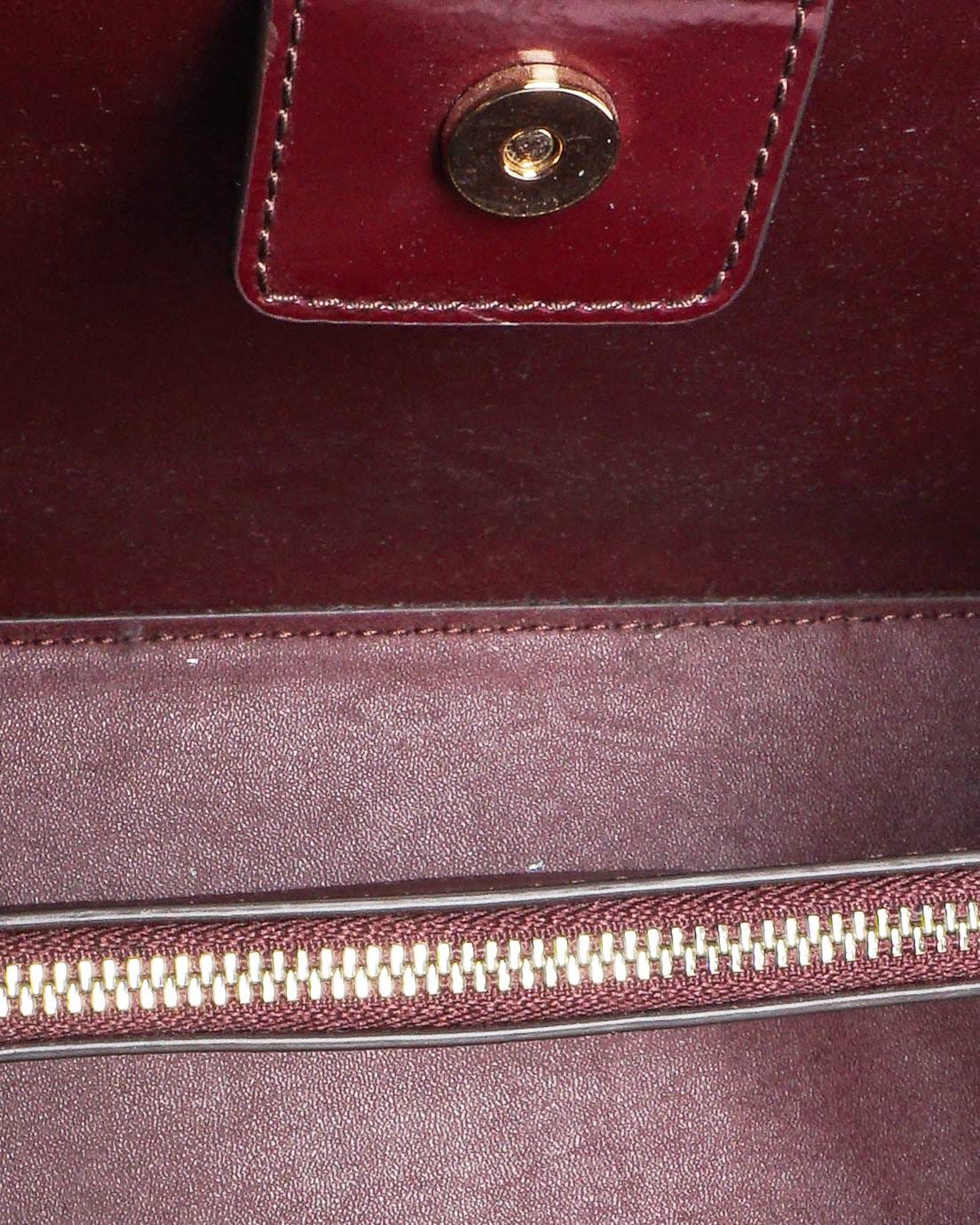 Tory Burch Perry Burgundy Patent Leather Small Tote Bag