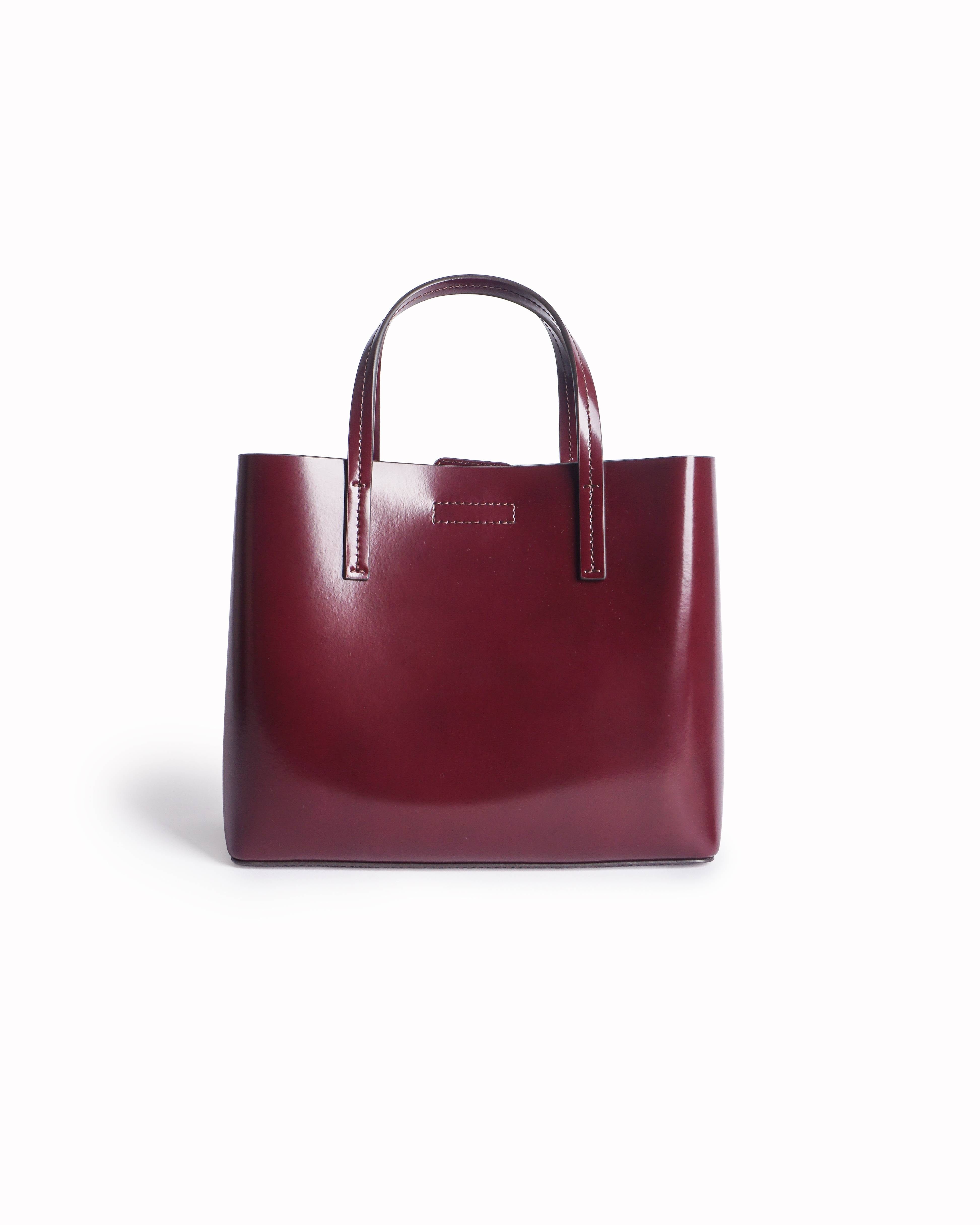 Tory Burch Perry Burgundy Patent Leather Small Tote Bag