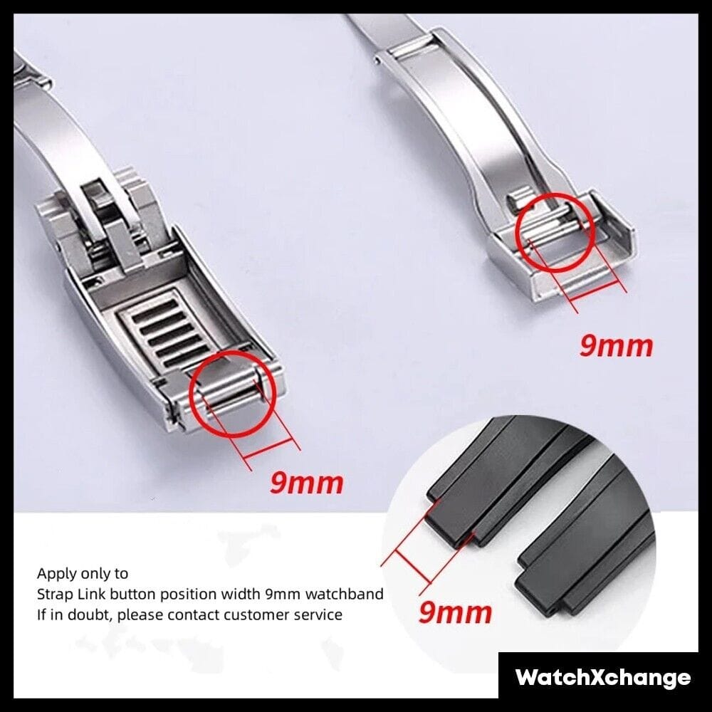 Rolex Glide Lock Clasp/Buckle fit Rolex DAYTONA GMT SUBMARINER Two Tone Silver 9/9 mm