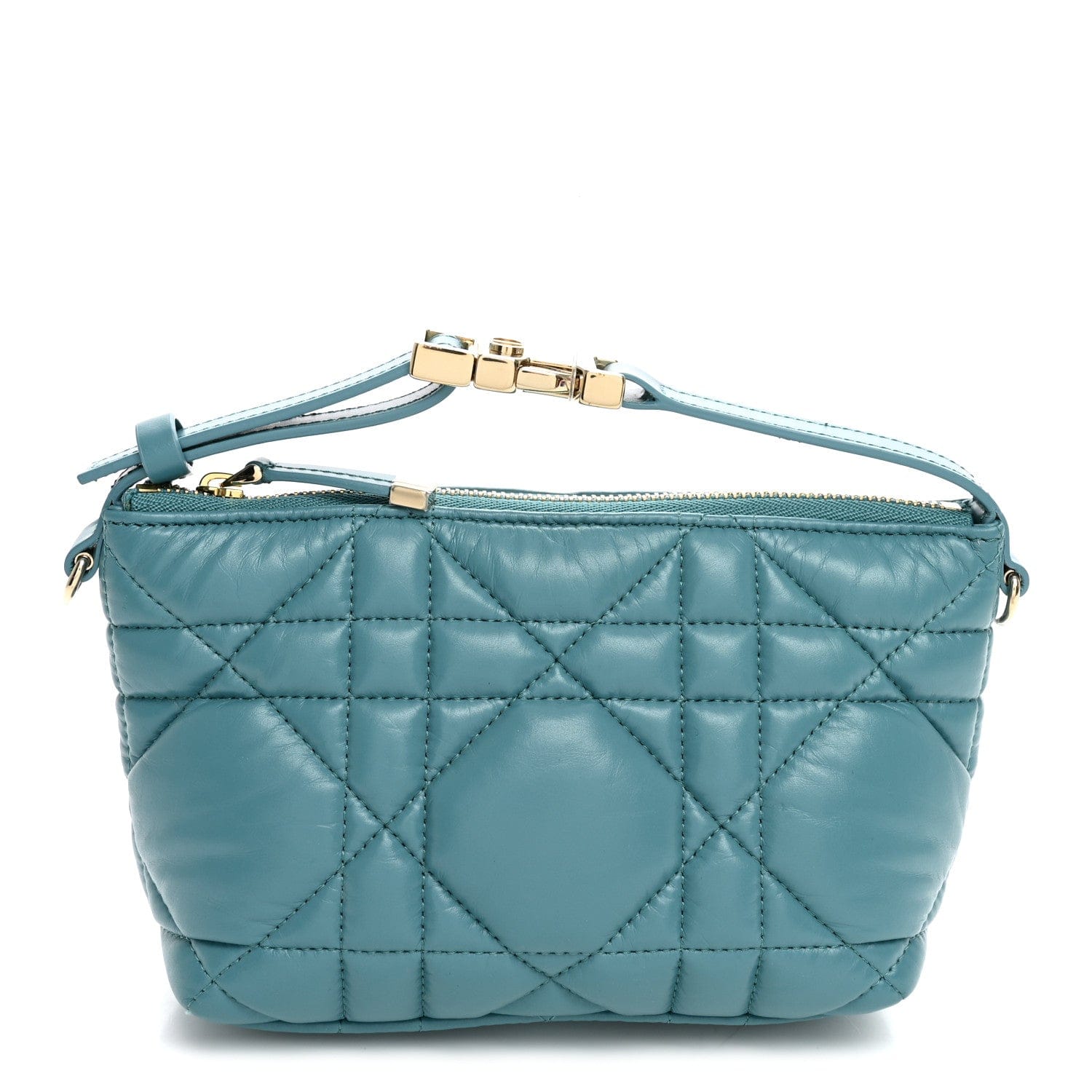 Christian Dior Calfskin Macrocannage Small Diortravel Nomad Pouch Horizon Blue