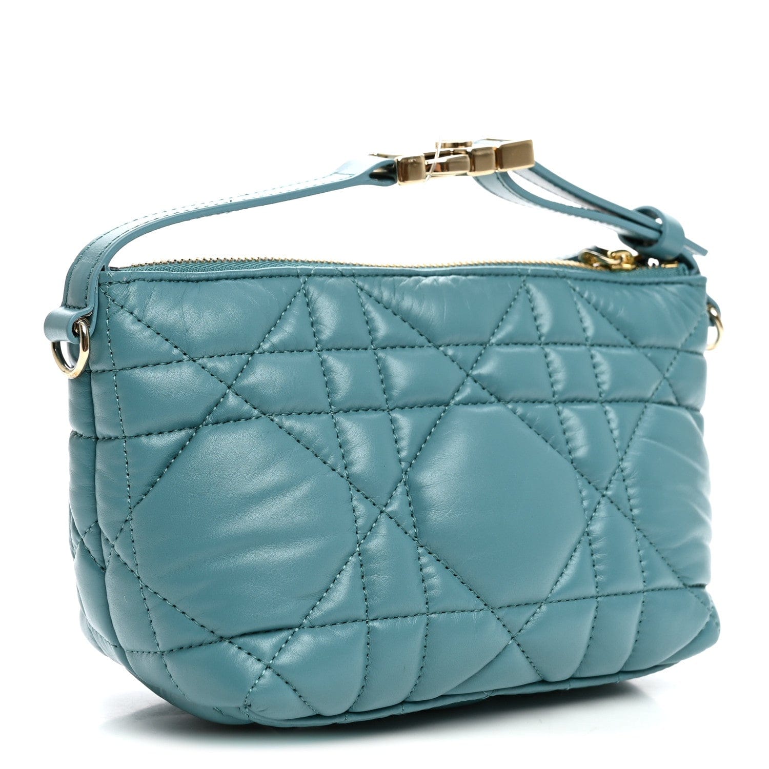 Christian Dior Calfskin Macrocannage Small Diortravel Nomad Pouch Horizon Blue