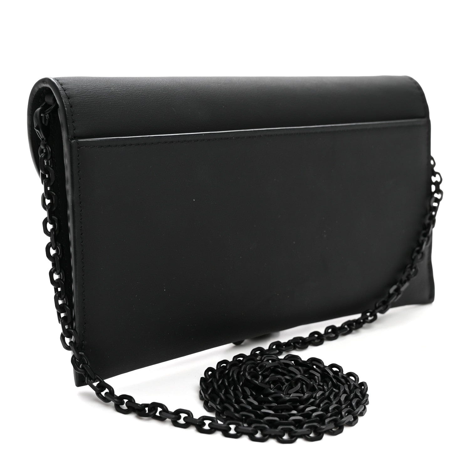 Christian Dior Ultra Matte Calfskin Saddle Chain Wallet Pouch Black