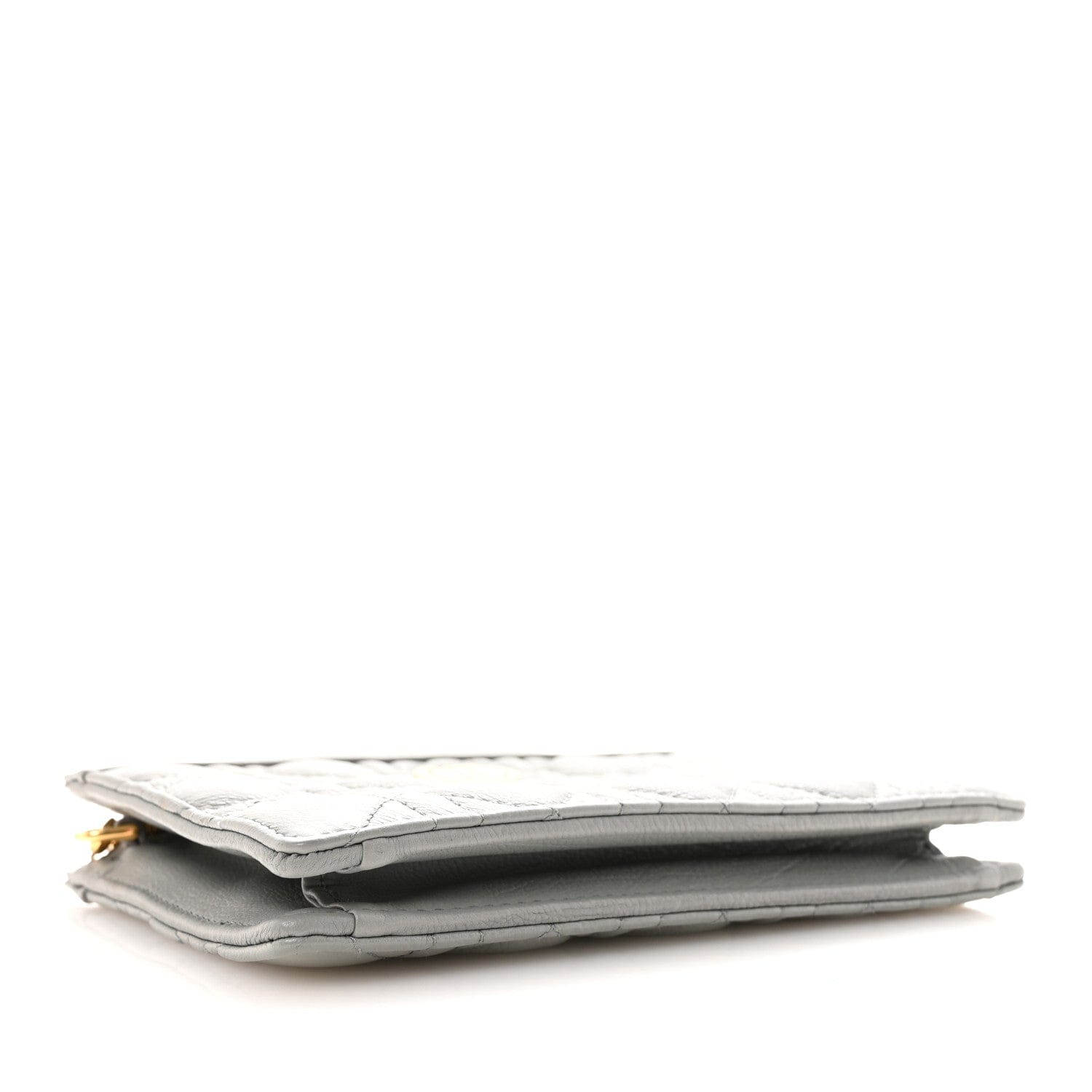 Christian Dior Calfskin Cannage Caro Zipped Pouch With Chain Grey