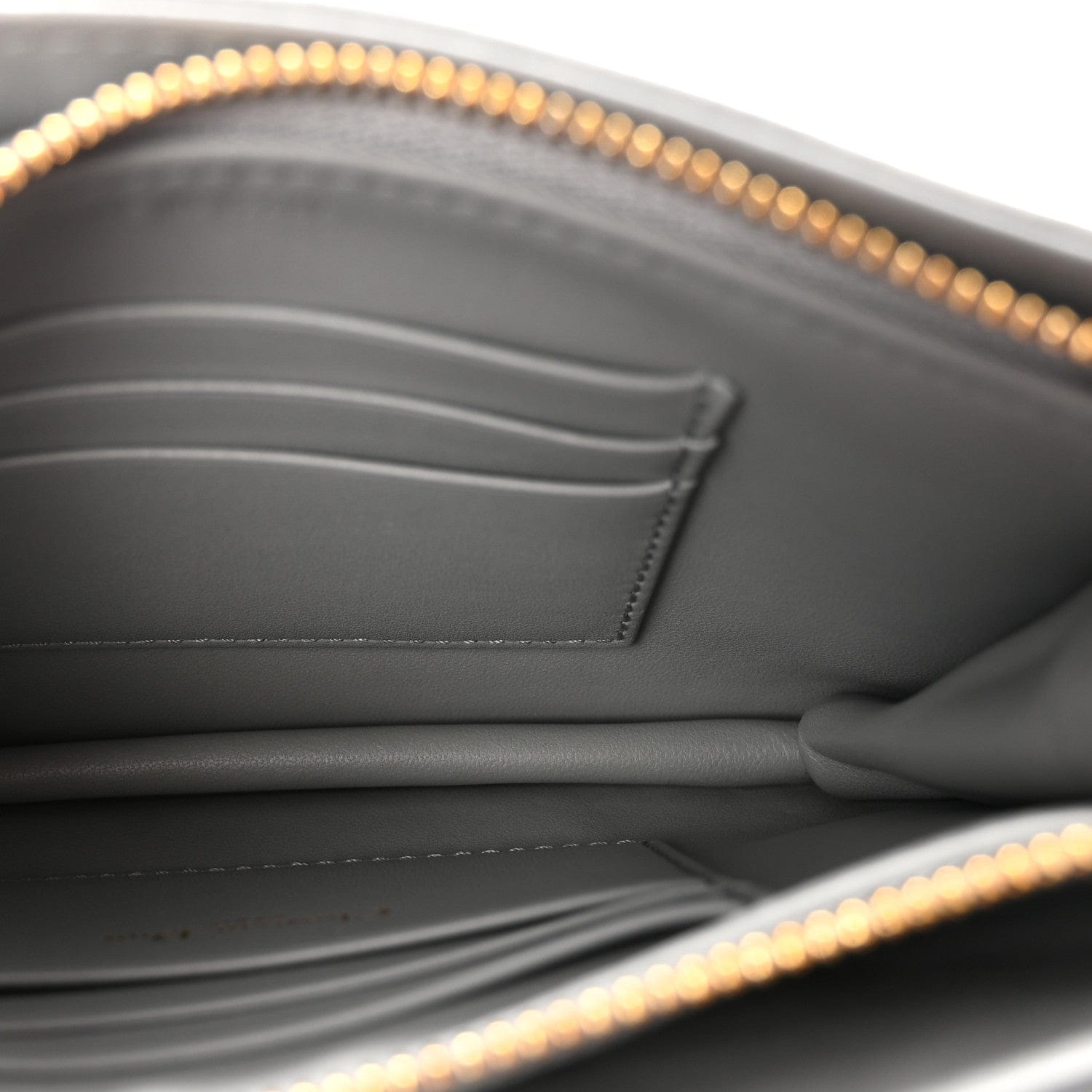 Christian Dior Calfskin Cannage Caro Zipped Pouch With Chain Grey
