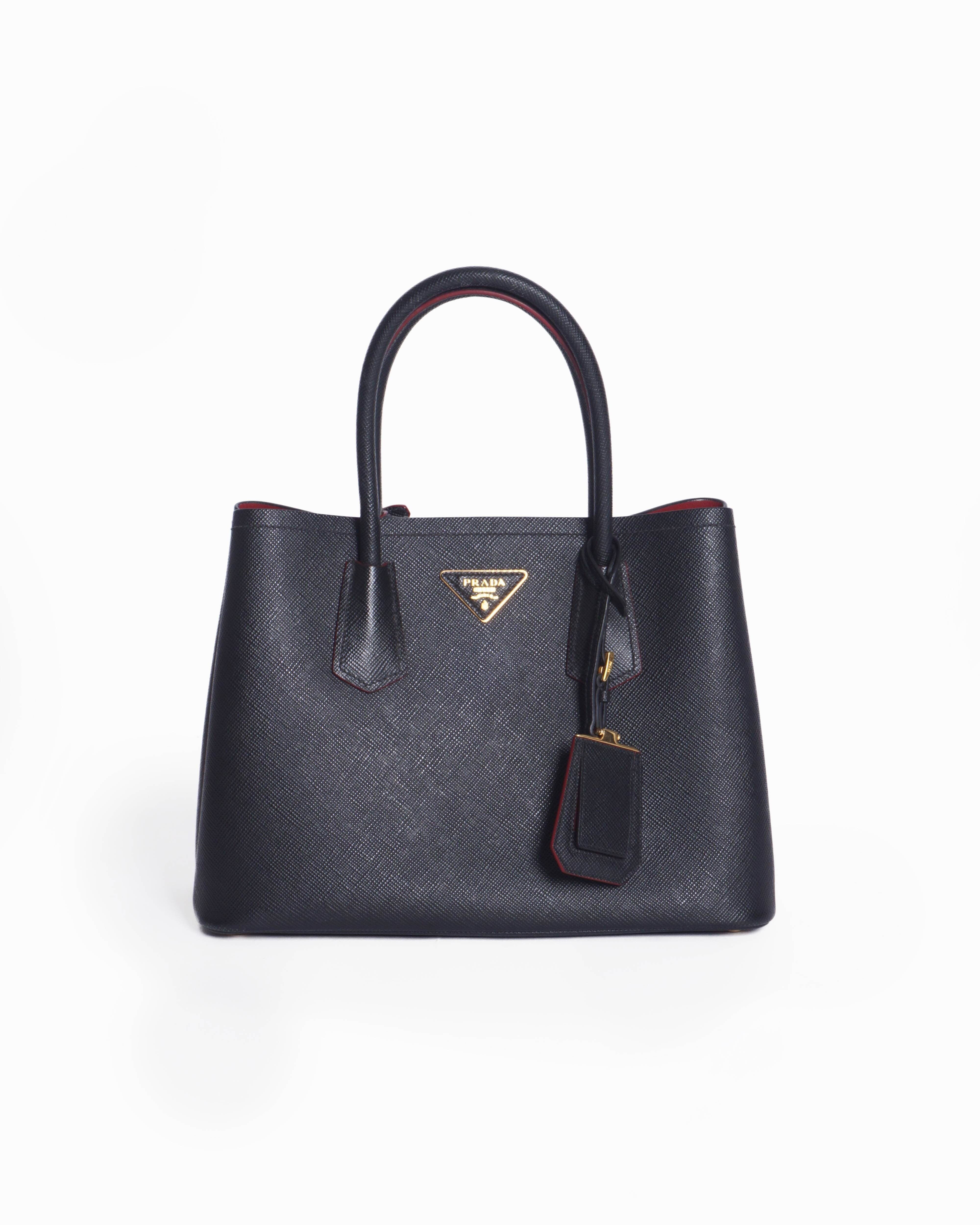 Prada Black Double Saffiano Leather Satchel