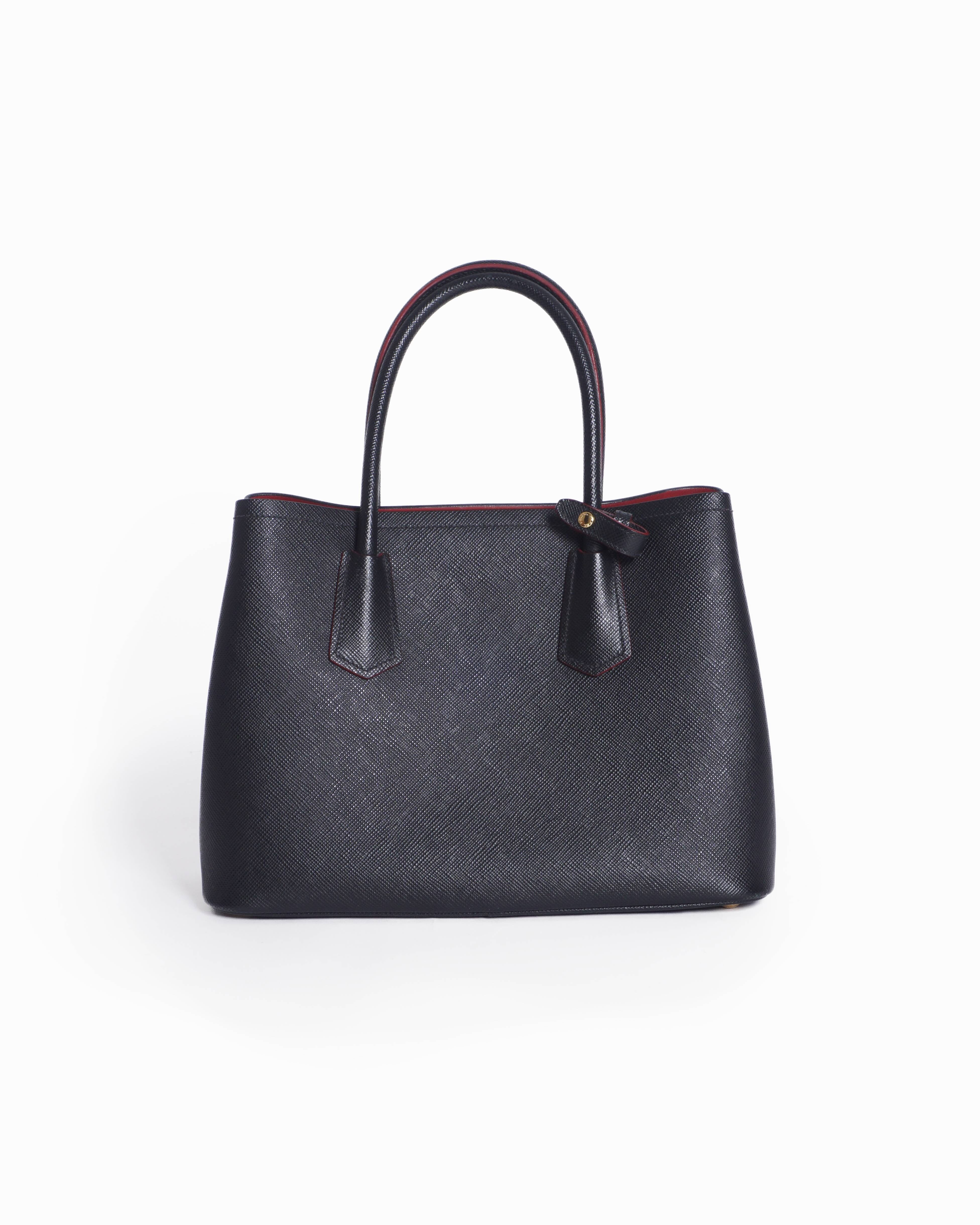 Prada Black Double Saffiano Leather Satchel