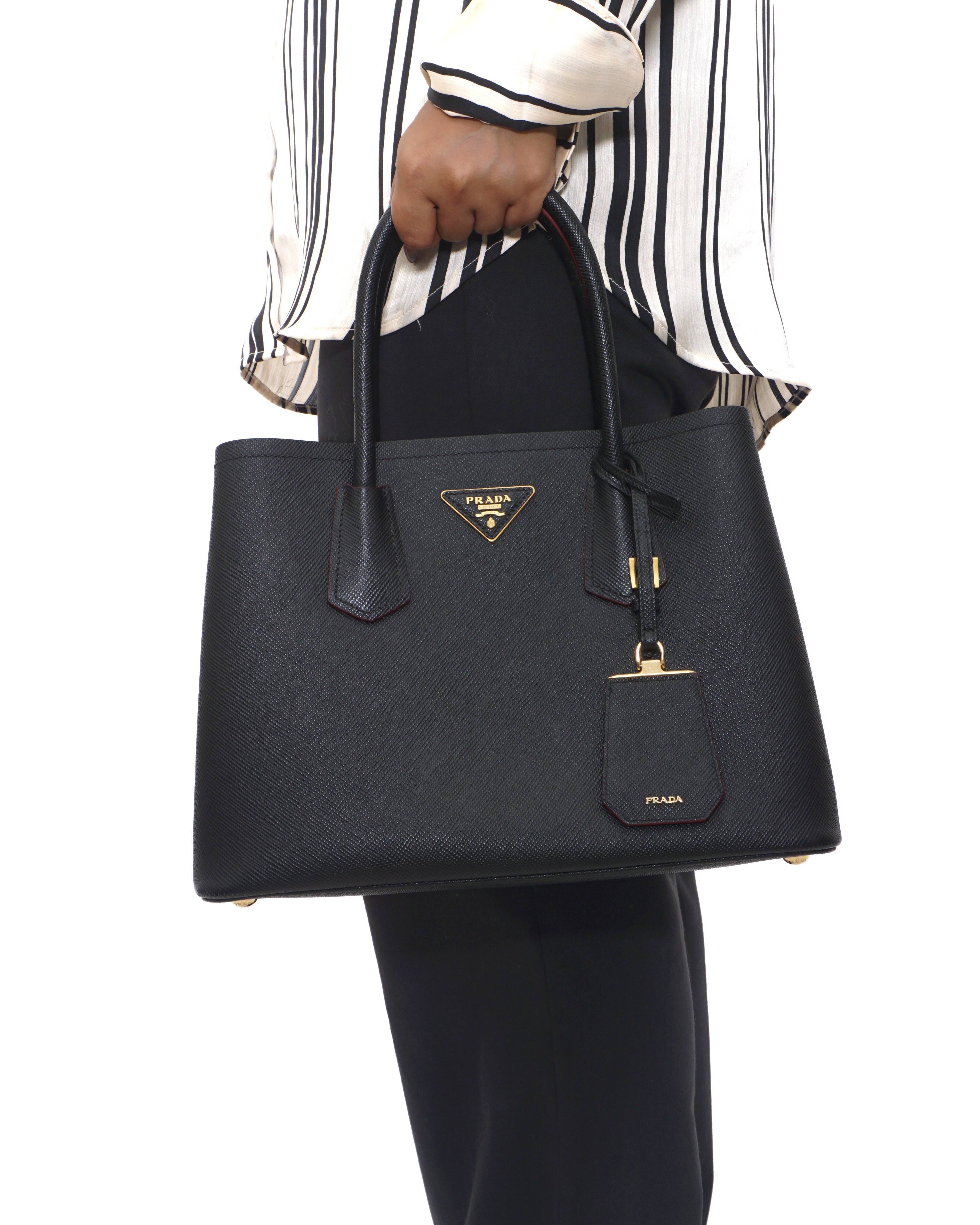 Prada Black Double Saffiano Leather Satchel