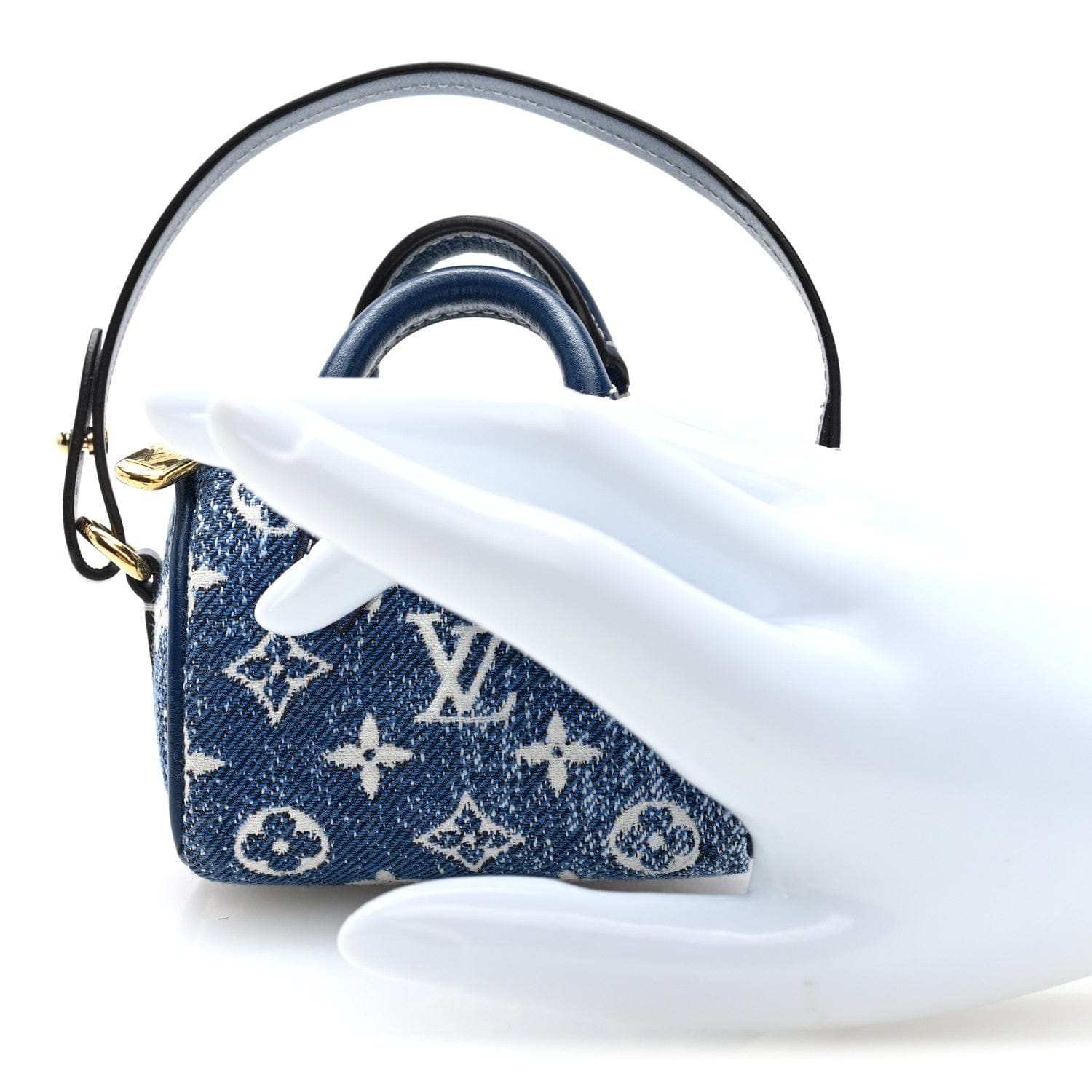 Louis Vuitton Denim Monogram Jacquard Micro Speedy Bag Charm Bleu