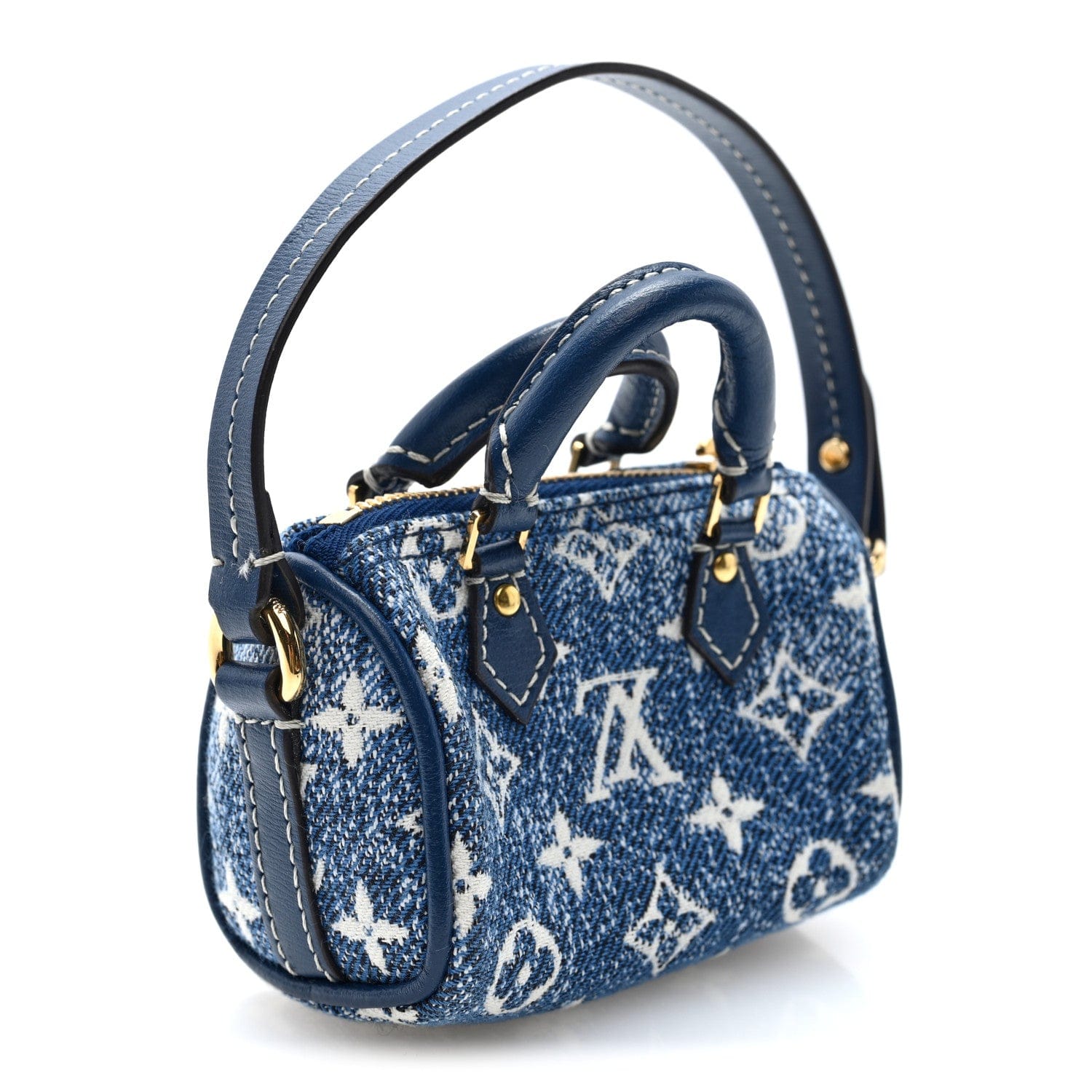Louis Vuitton Denim Monogram Jacquard Micro Speedy Bag Charm Bleu