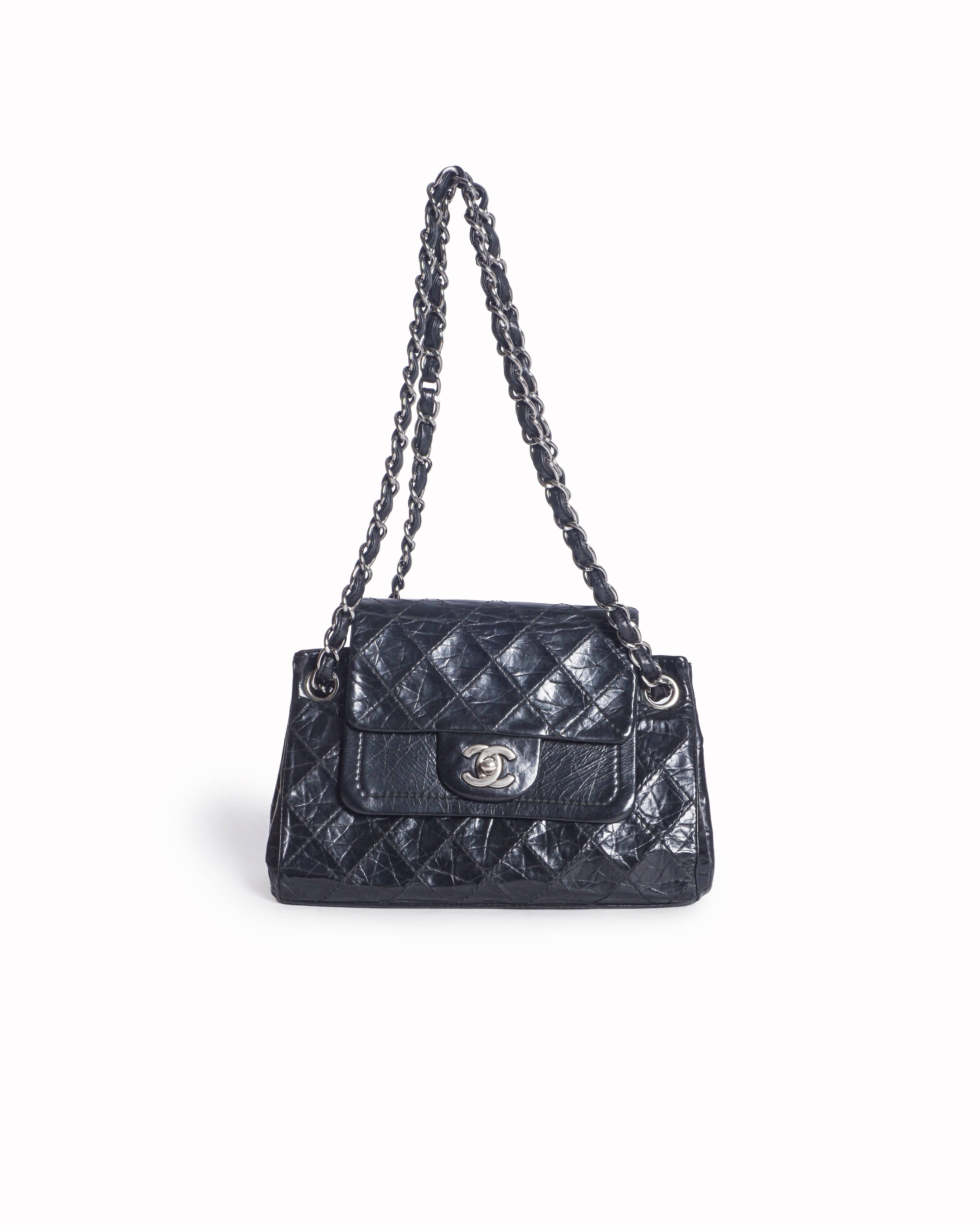 Chanel Black Calfskin Quilted CC Turn - Lock Shoulder Bag