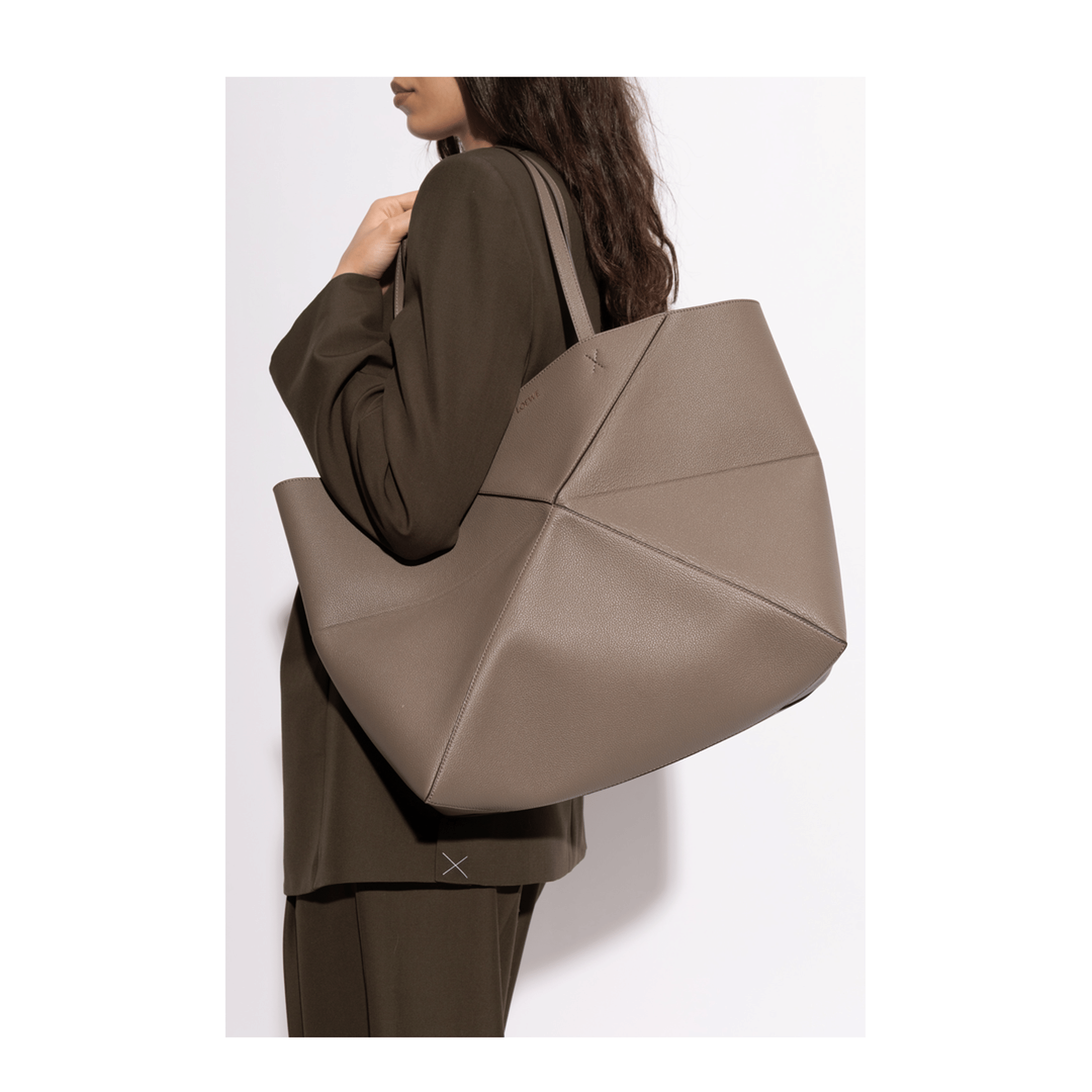 Loewe Puzzle Fold Large Horizontal Calfskin Tote - Taupe