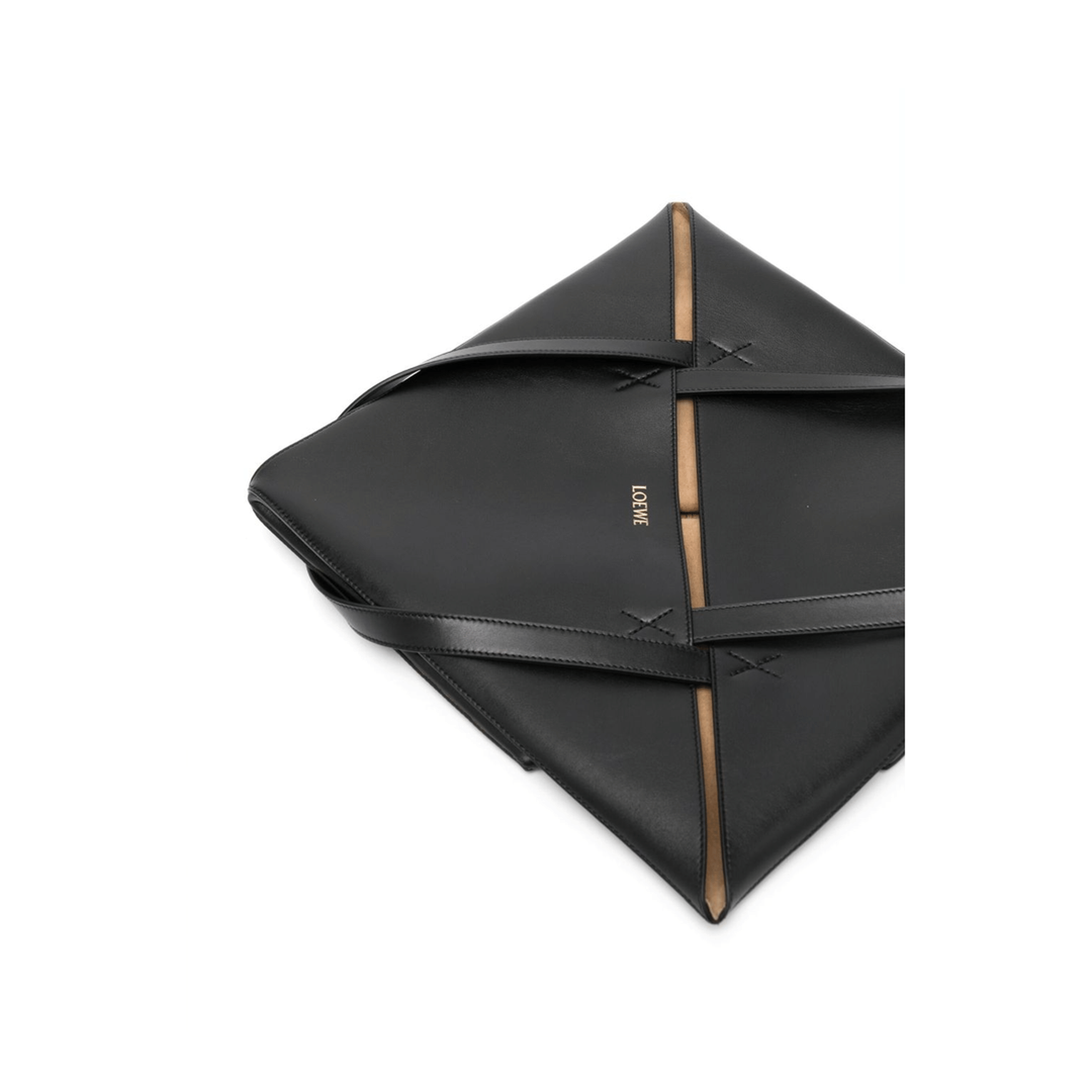 Loewe Puzzle Fold XL Shiny Calfskin Tote - Black