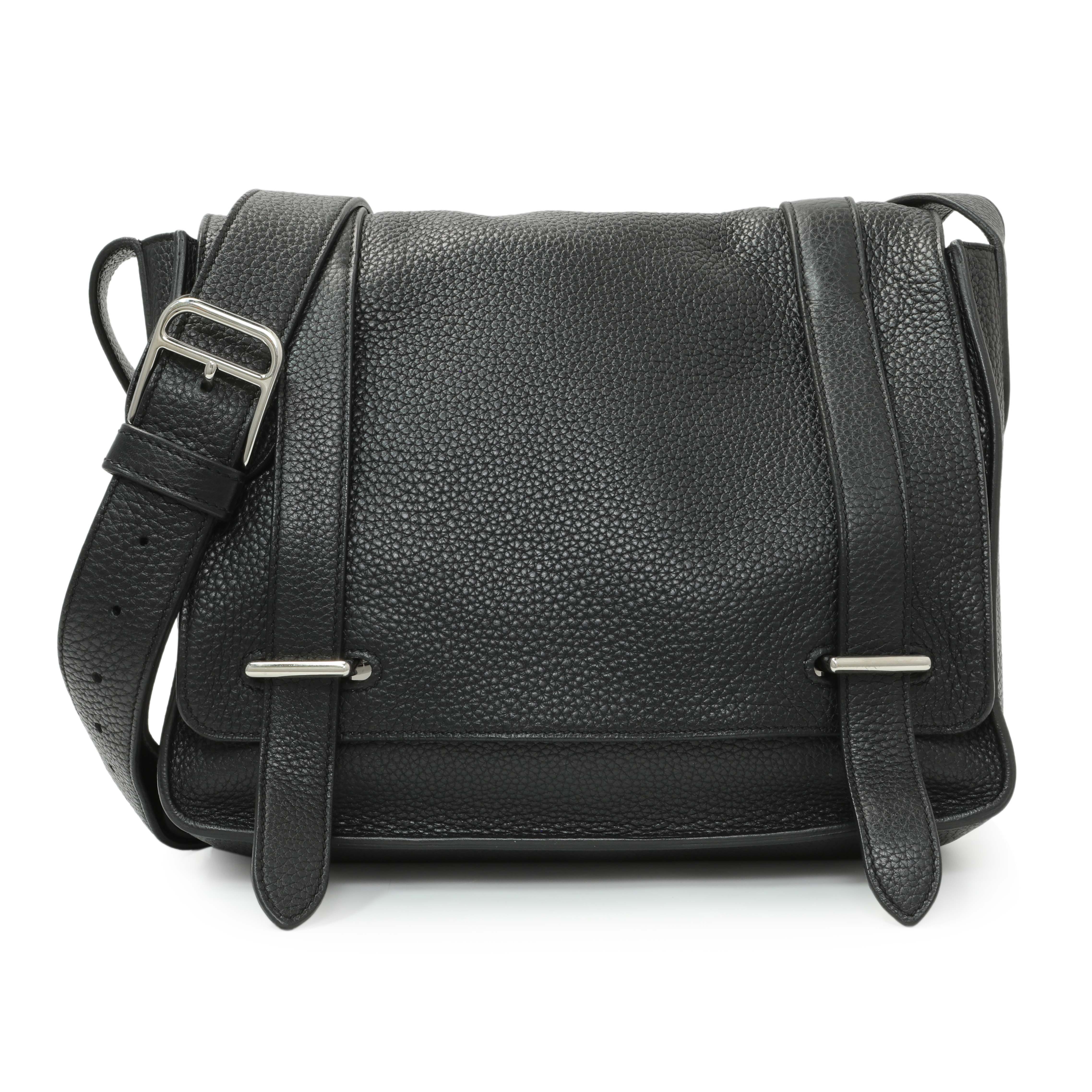 Hermes Black Taurillon Clemence Steve Caporal Messenger