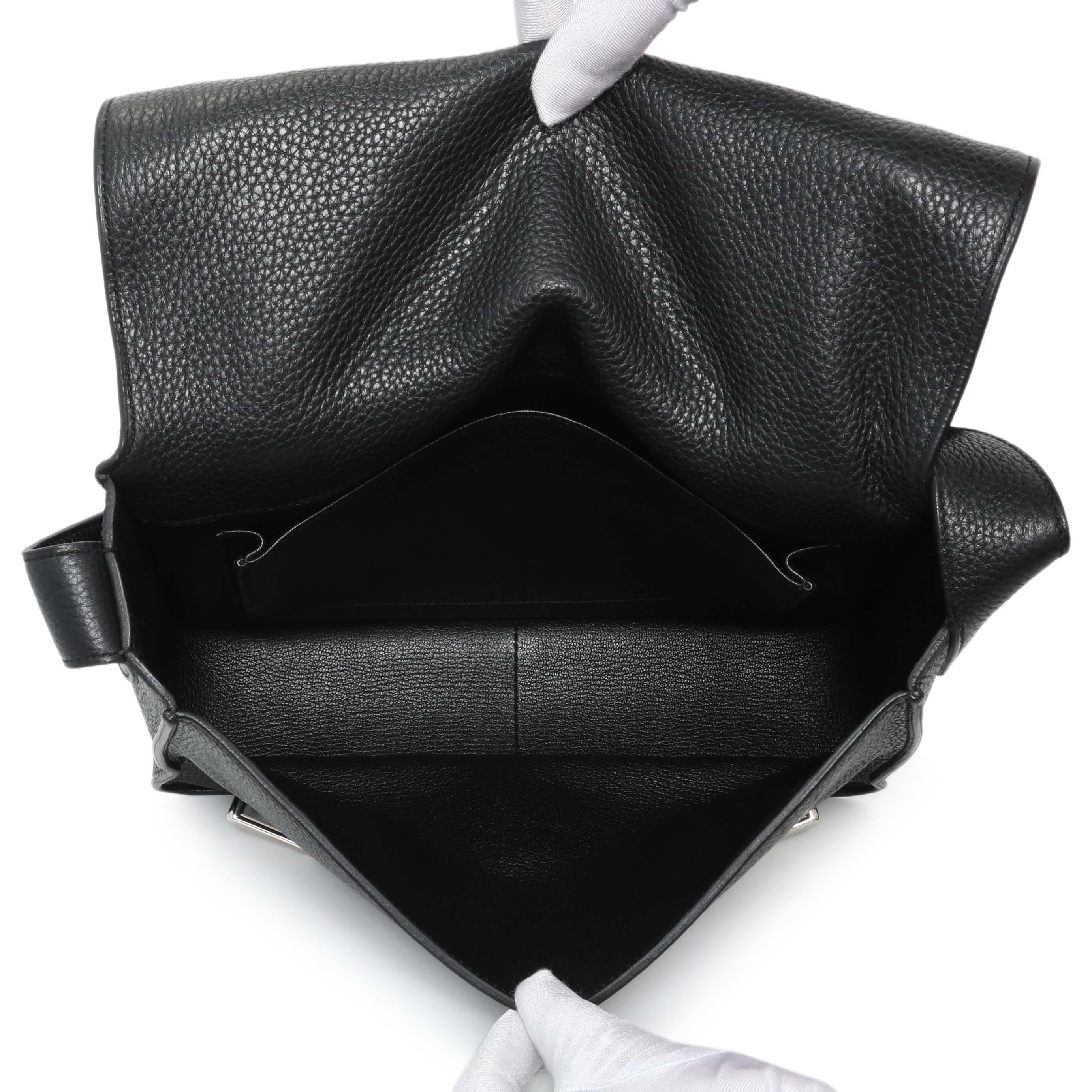 Hermes Black Taurillon Clemence Steve Caporal Messenger