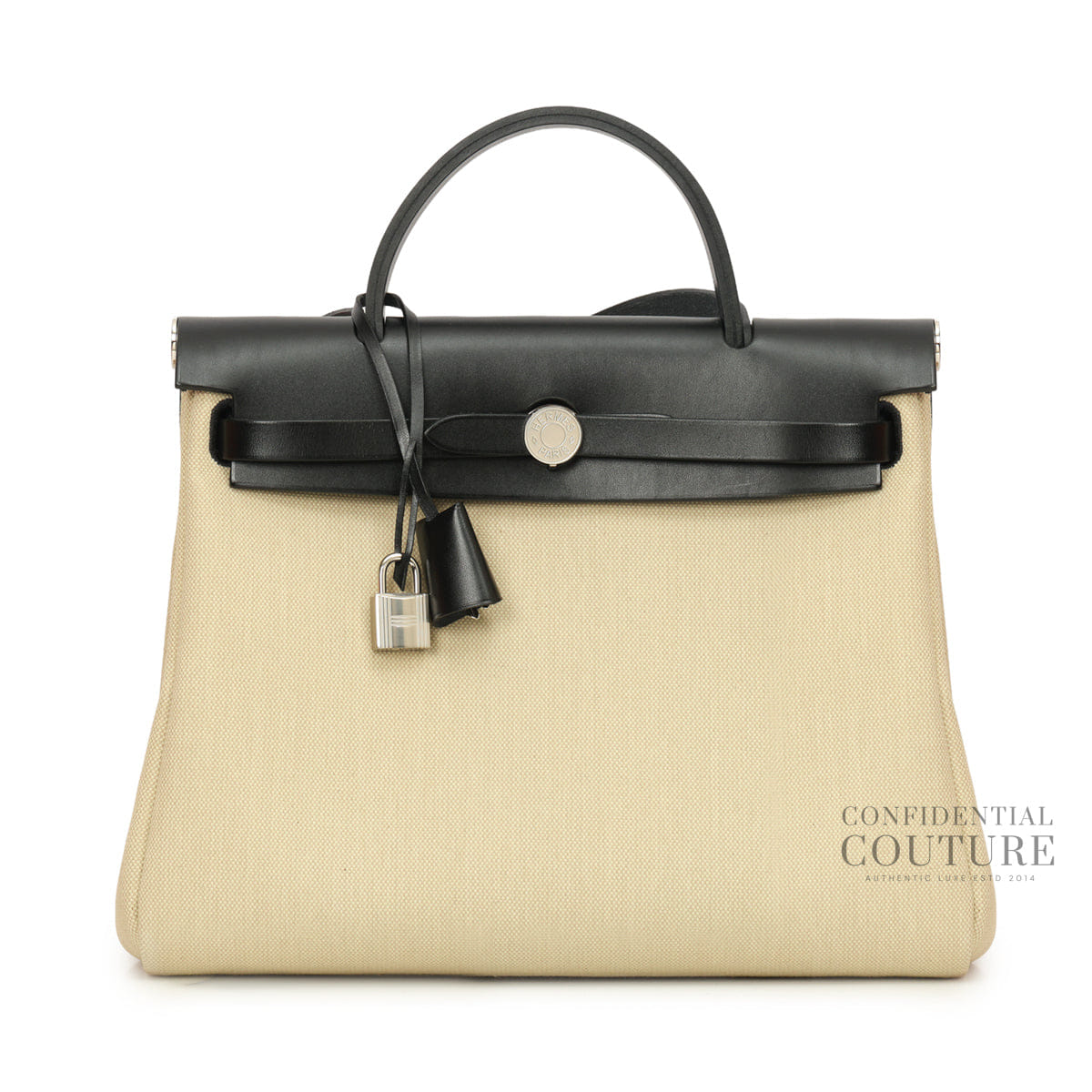 Hermes Herbag Zip 31 Beton and Noir Palladium Hardware | 2023
