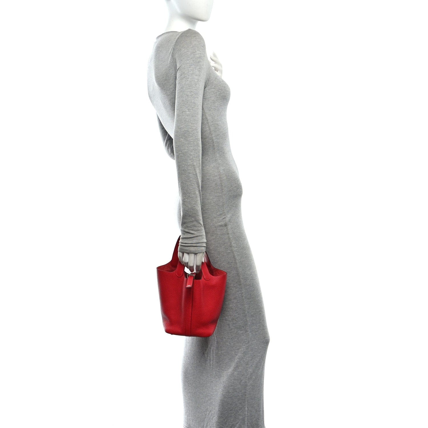 Hermes Taurillon Clemence Picotin Lock 18 PM Rouge Casaque