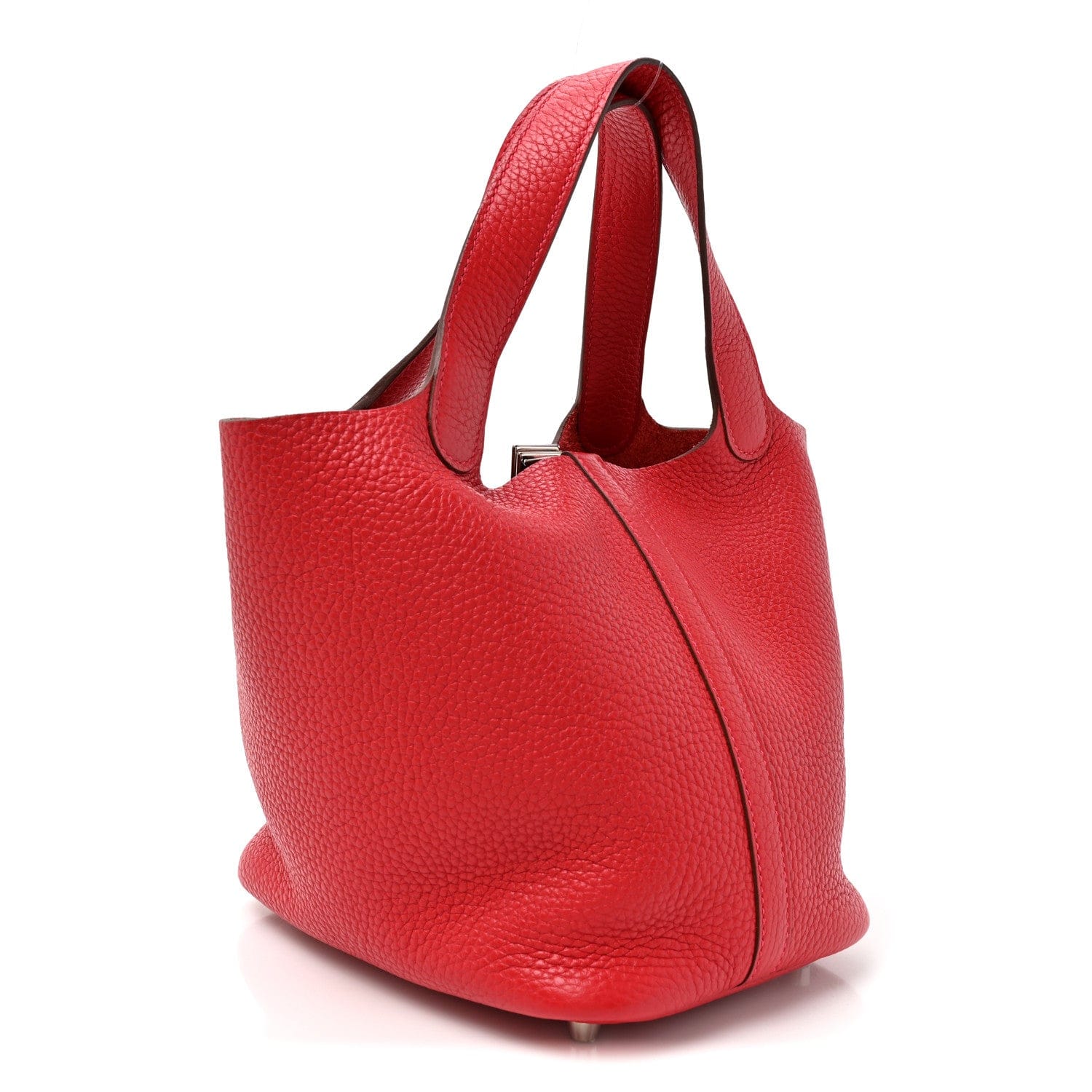 Hermes Taurillon Clemence Picotin Lock 18 PM Rouge Casaque