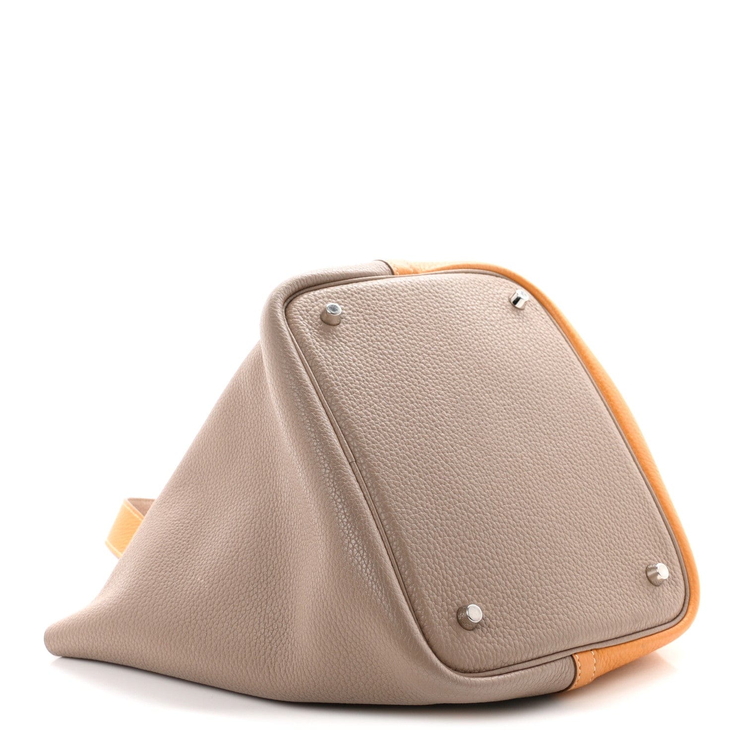 Hermes Taurillon Clemence Casaque Picotin Lock 22 mm Moutarde Gris Tourterelle