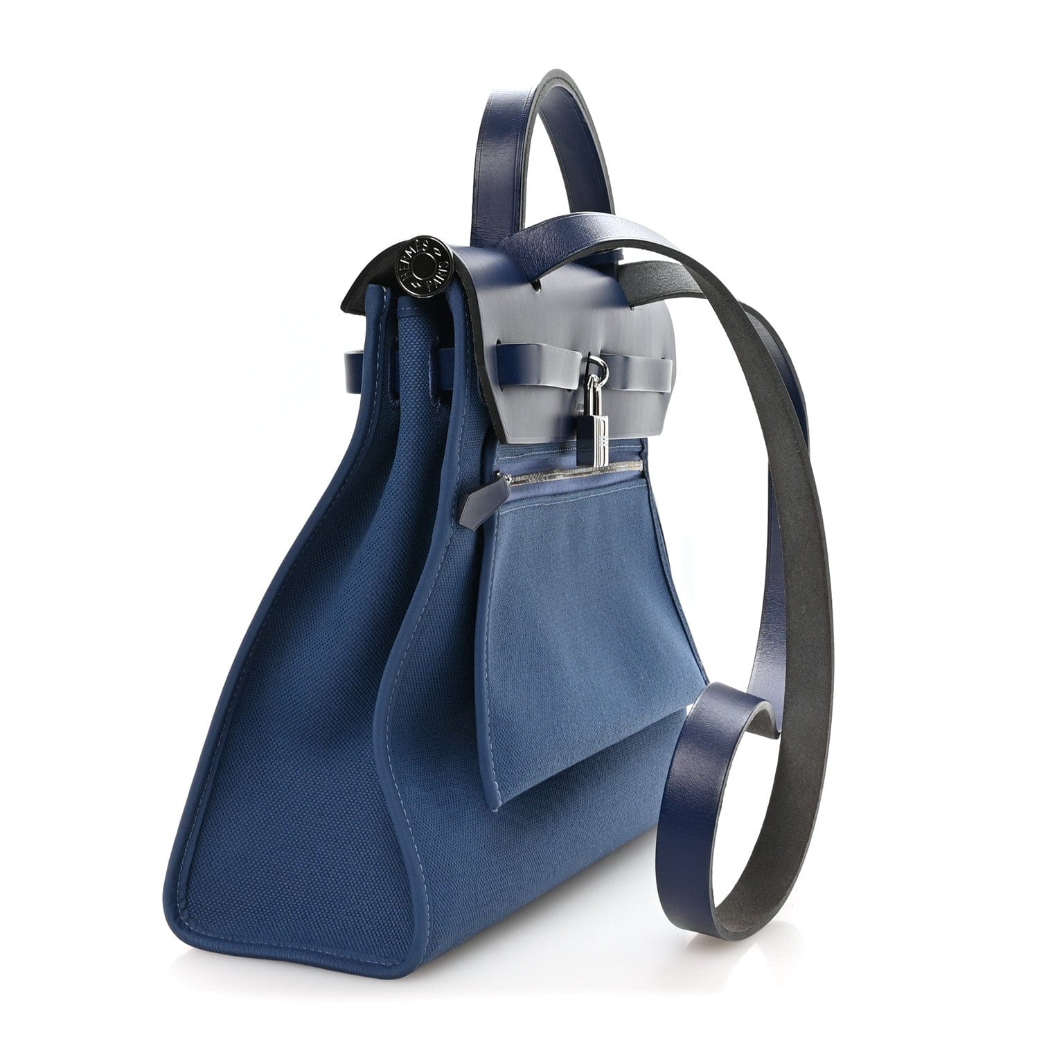 Hermes Military Toile Vache Hunter Herbag Zip 31 PM Bleu Brighton Bleu Saphir