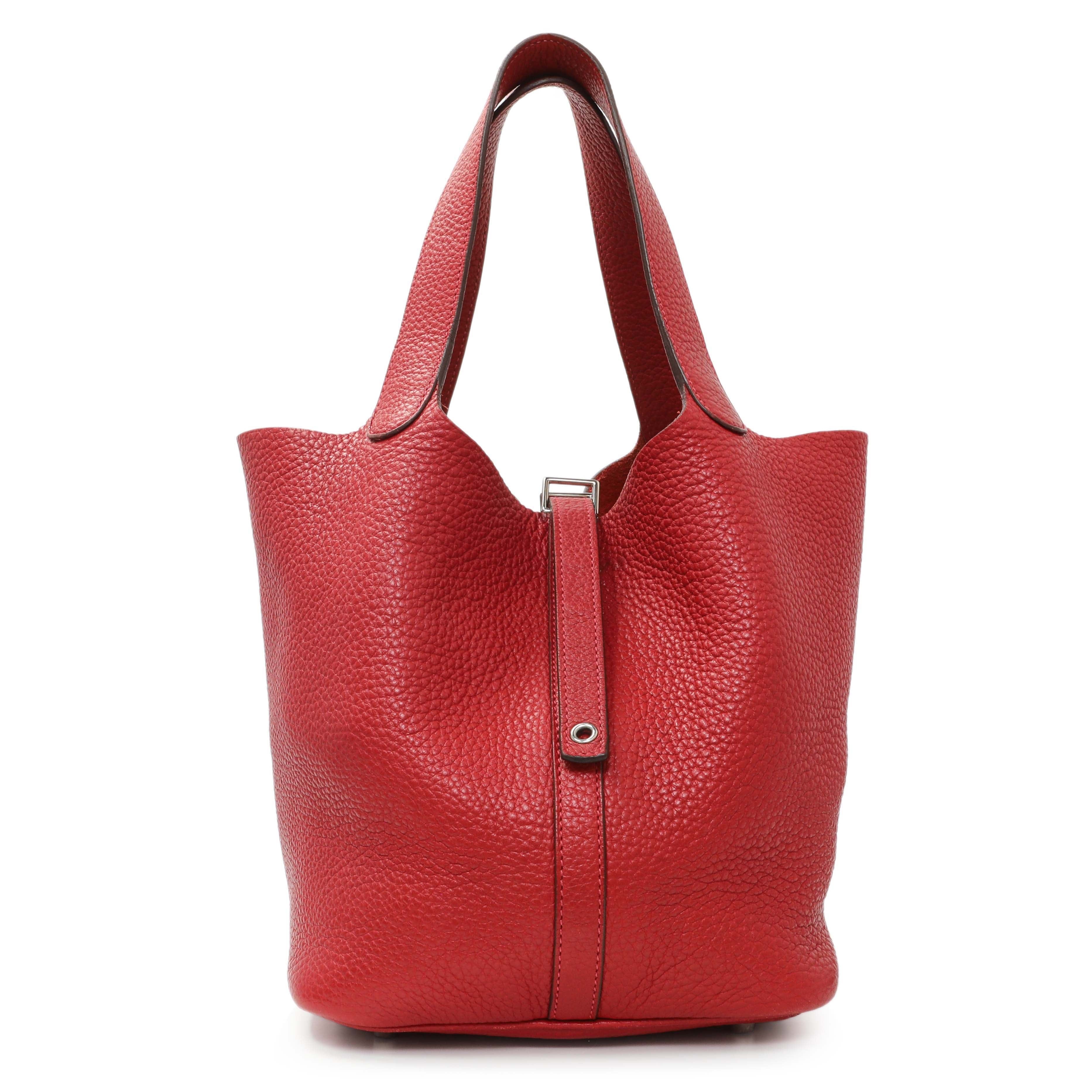Hermes Red Clemence Picotin 22