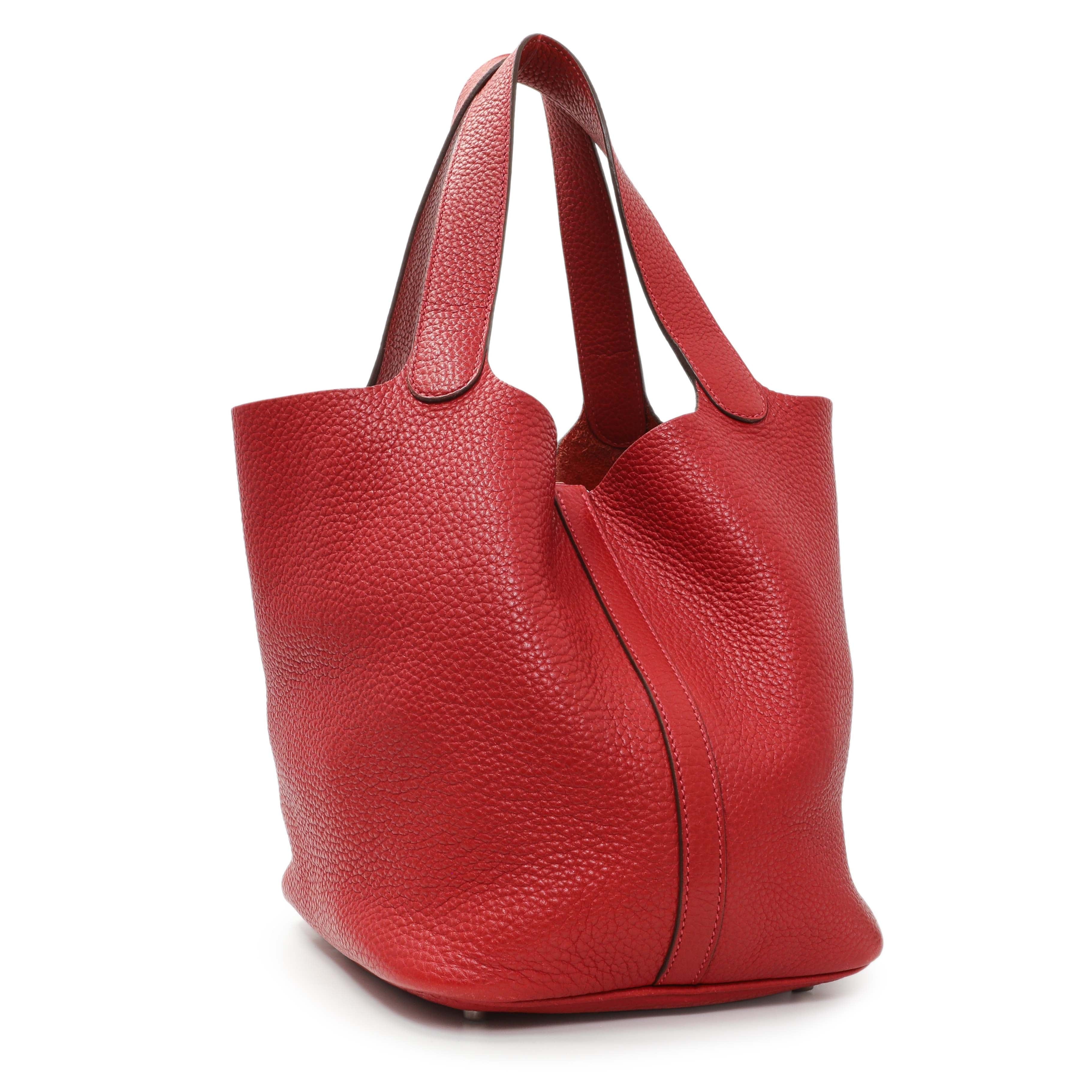 Hermes Red Clemence Picotin 22