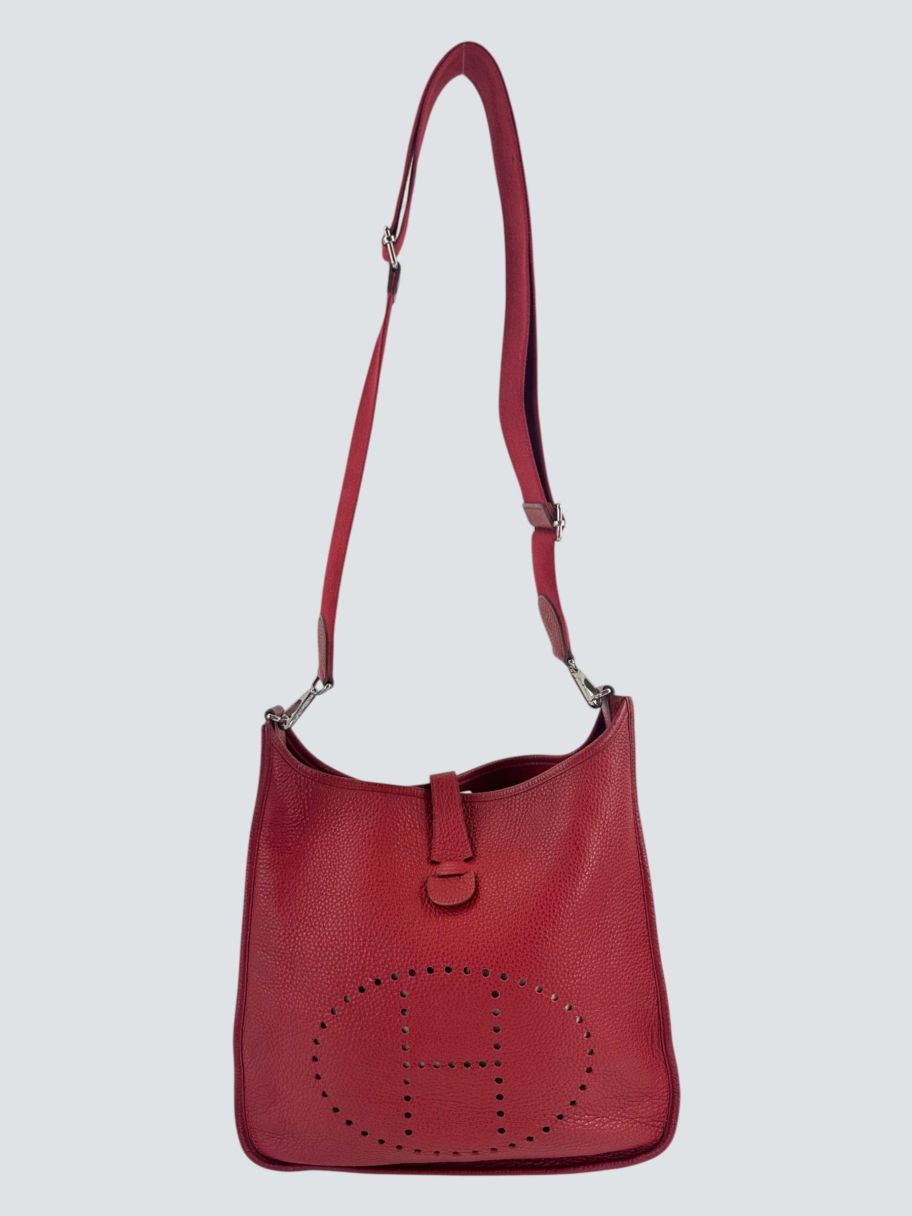 Hermès Red Clemence Leather Evelyne 29